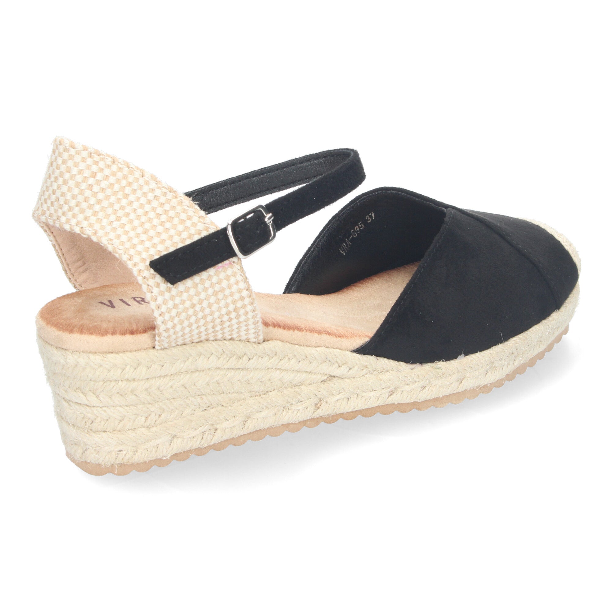 Sandalia de Cuña para Mujer, Cómoda y Elegante, Forrada de Yute con Detalle Cosido en la Pala y Hebilla