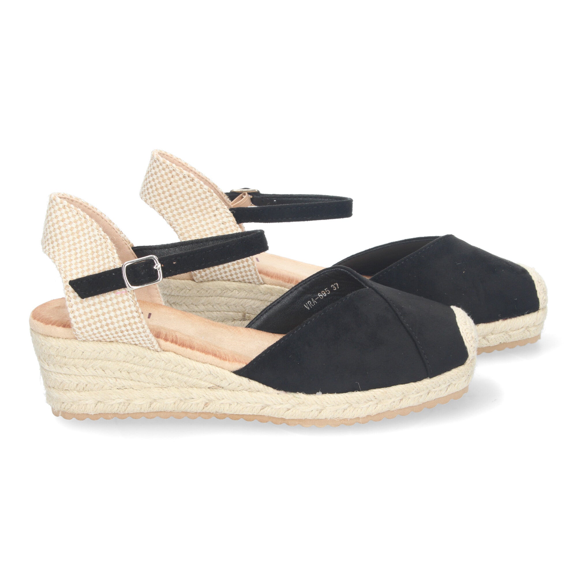 Sandalia de Cuña para Mujer, Cómoda y Elegante, Forrada de Yute con Detalle Cosido en la Pala y Hebilla