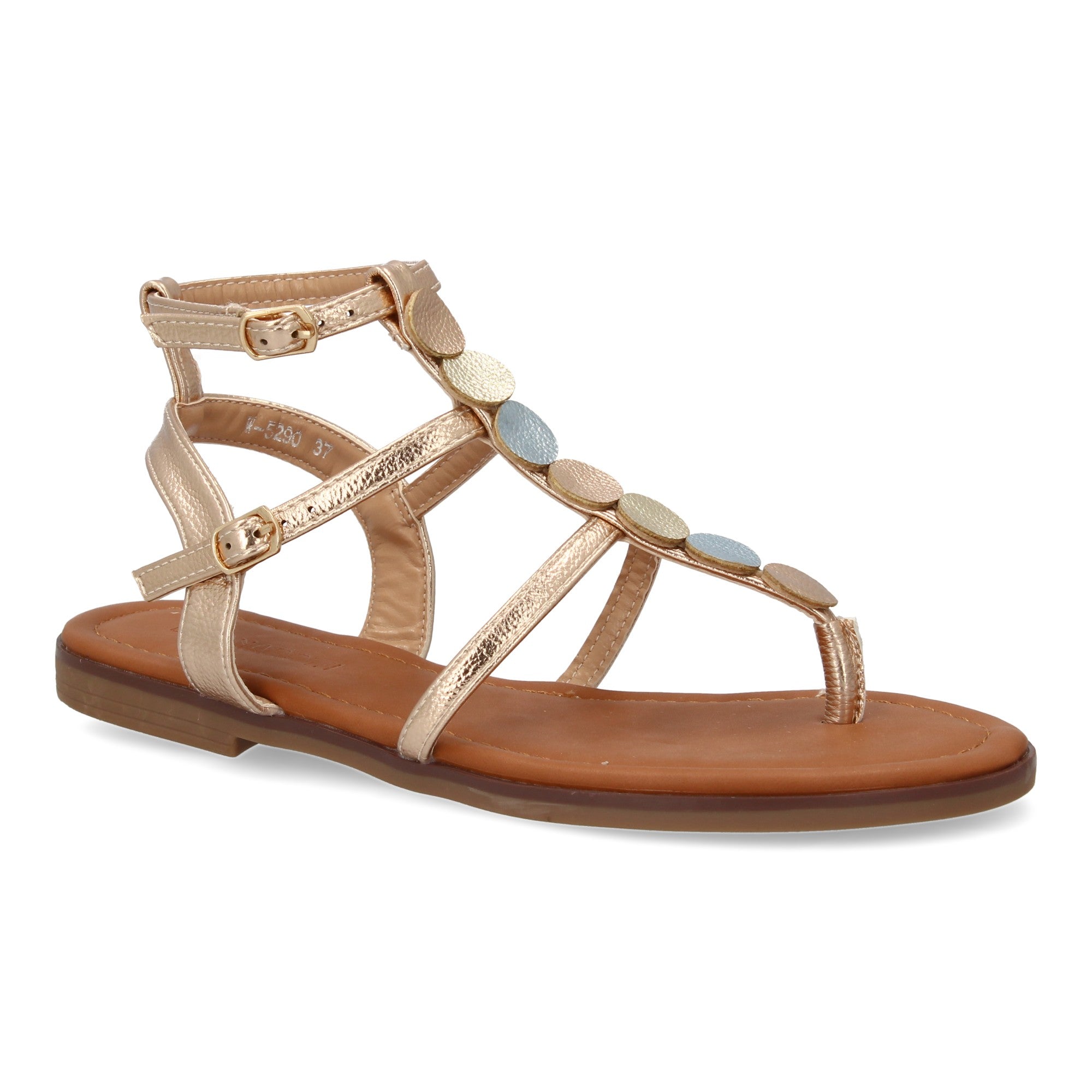 Sandalia de Esclava para Mujer, Moderna y Elegante con Adornos y Doble Hebilla
