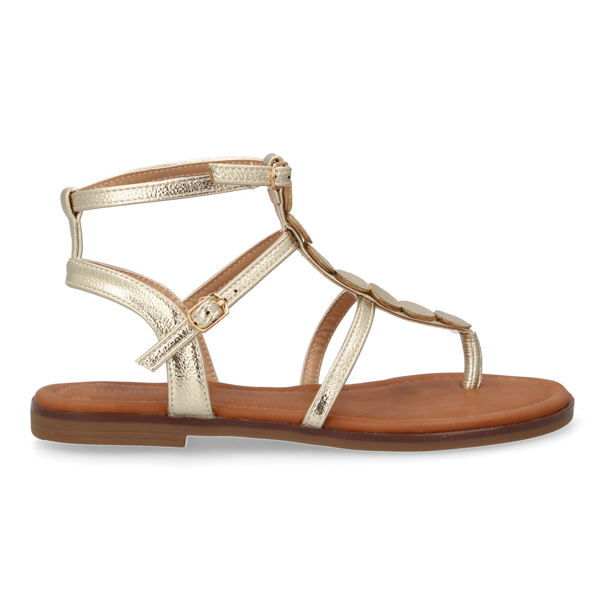 Sandalia de Esclava para Mujer, Moderna y Elegante con Adornos y Doble Hebilla