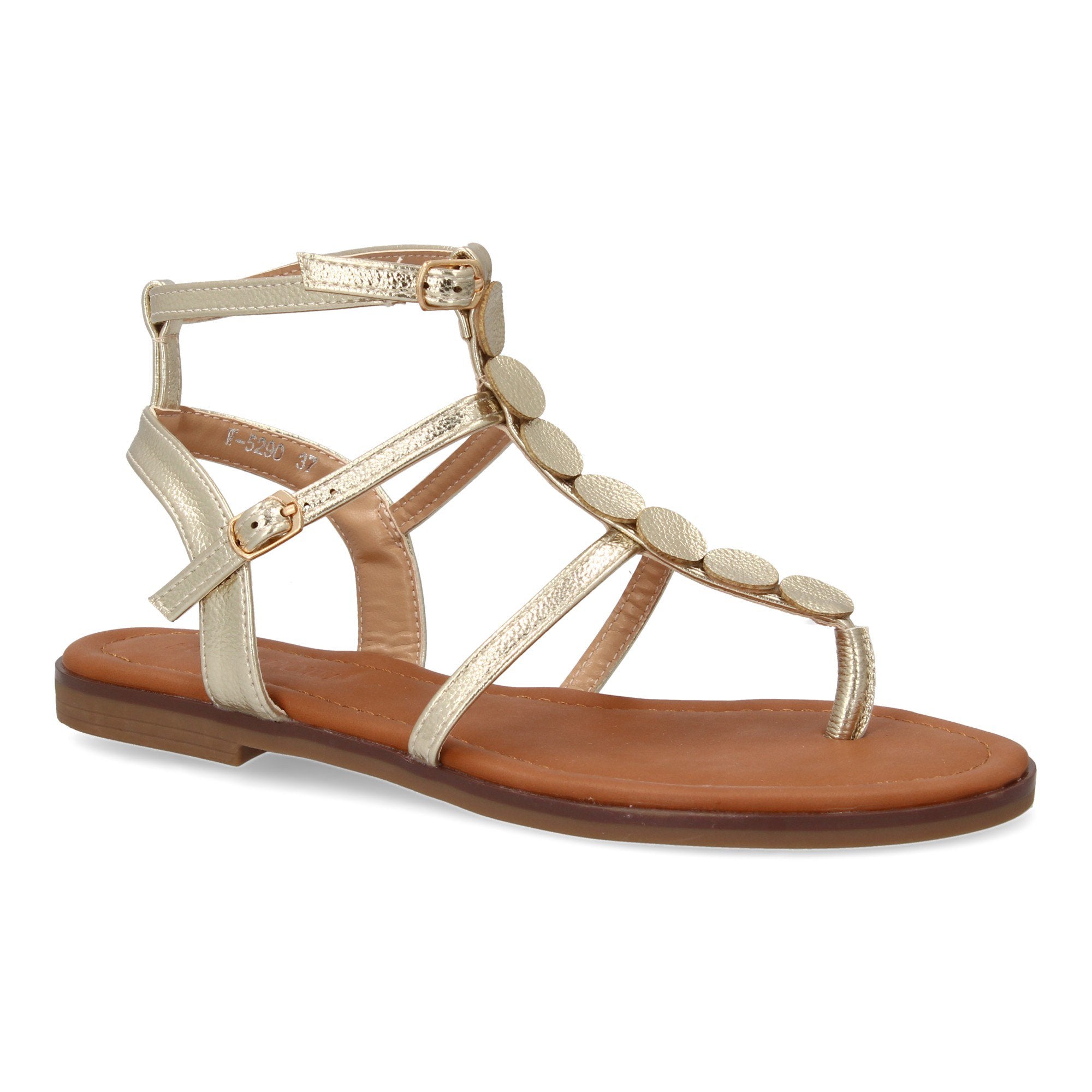 Sandalia de Esclava para Mujer, Moderna y Elegante con Adornos y Doble Hebilla