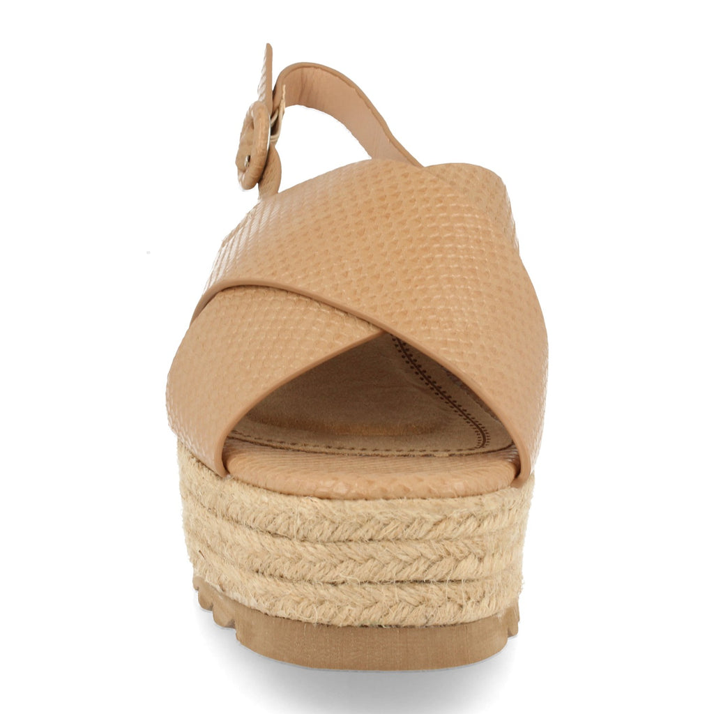 Sandalias de Mujer con Plataforma de Yute, Pala Cruzada con Grabado Cocodrilo y Cierre Ajustable con Hebilla