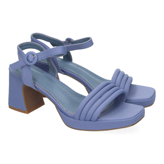 Cyrena Blue Luxe – Sandalias Azules de Tacón con Diseño Trenzado y Hebilla Ajustable