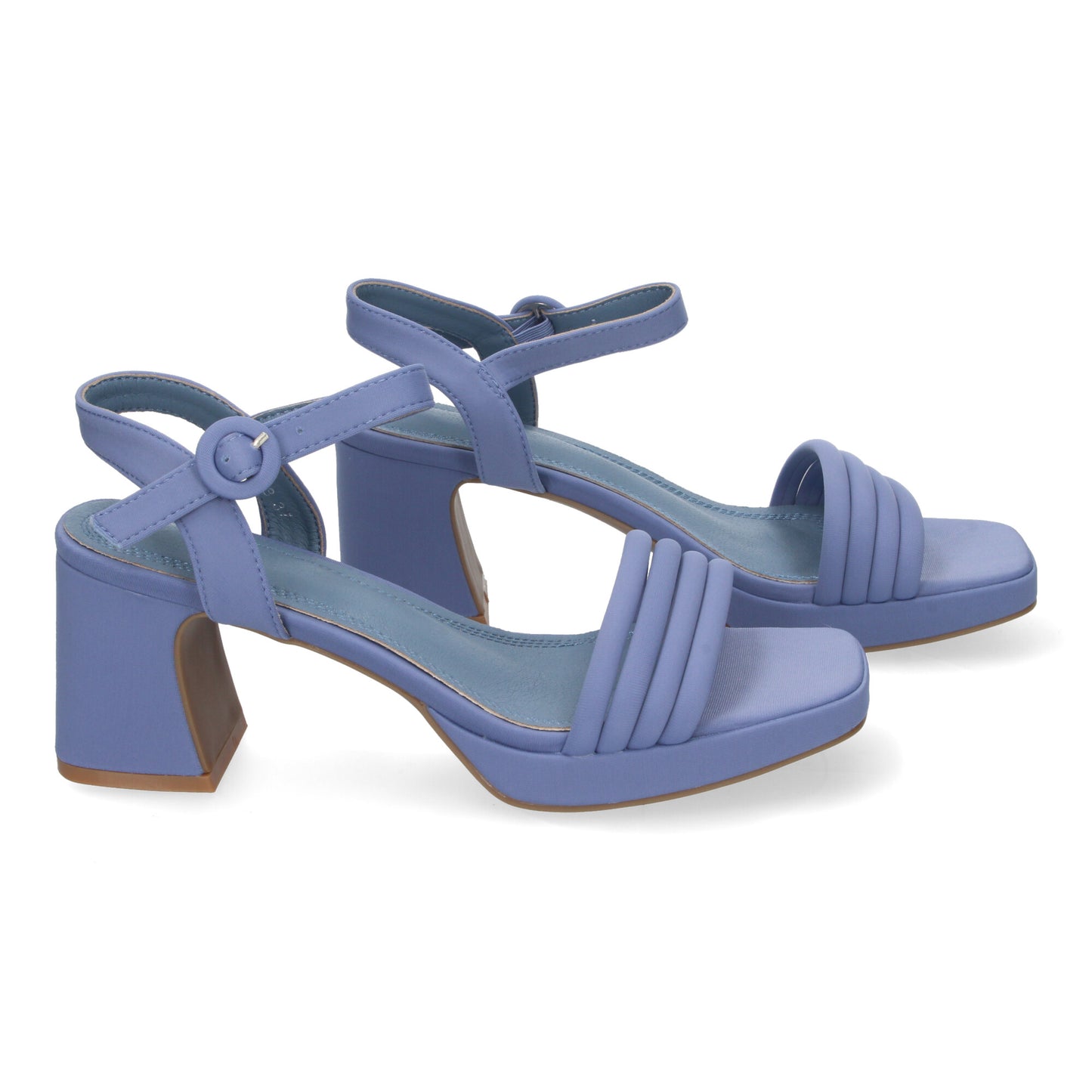 Cyrena Blue Luxe – Sandalias Azules de Tacón con Diseño Trenzado y Hebilla Ajustable