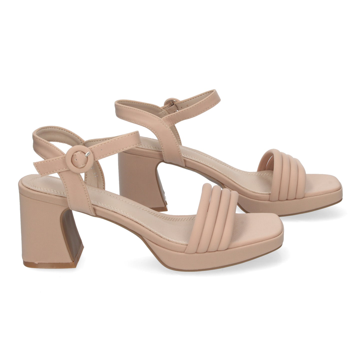 Cyrena Nude Charm – Sandalias Beige de Tacón con Diseño Trenzado y Hebilla Ajustable