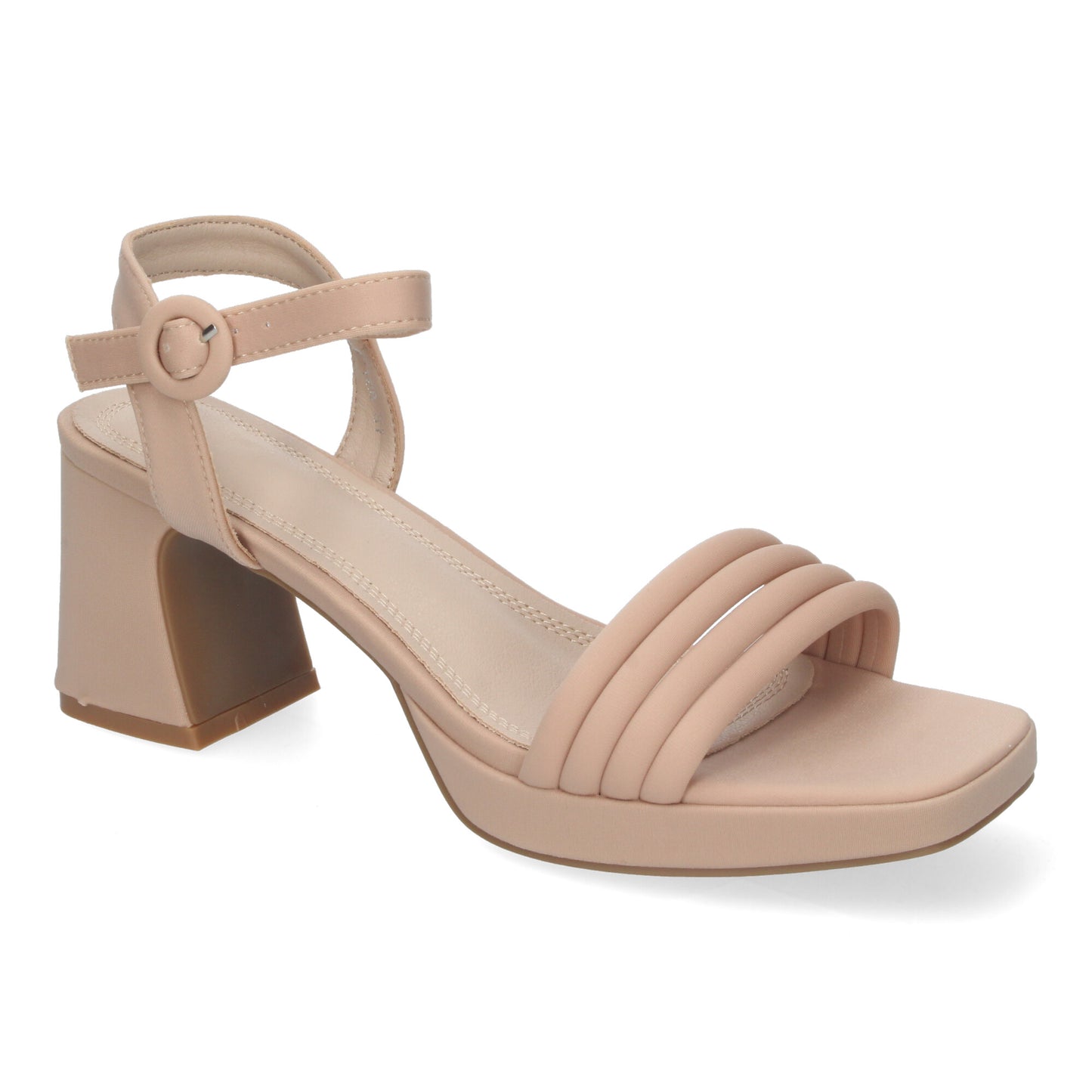 Cyrena Nude Charm – Sandalias Beige de Tacón con Diseño Trenzado y Hebilla Ajustable