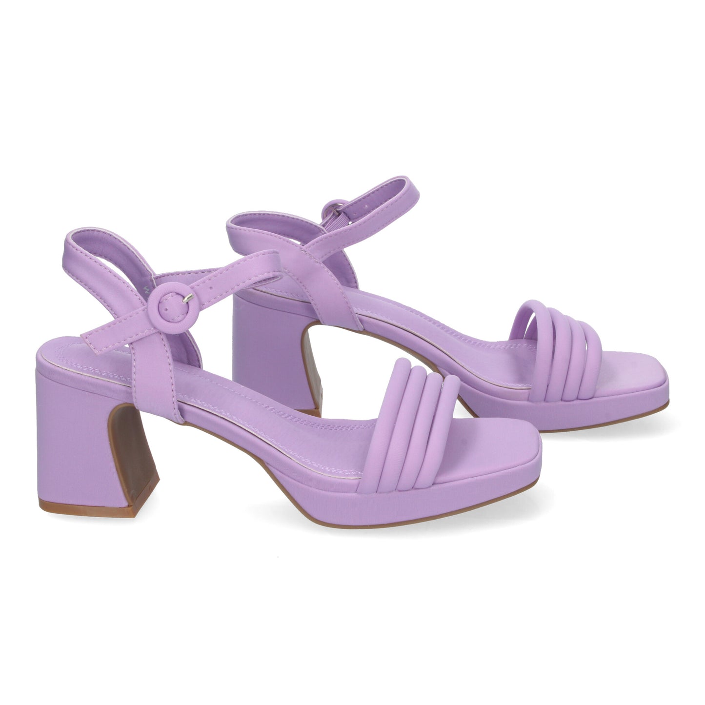 Cyrena Lavender Grace – Sandalias Lilas de Tacón con Diseño Trenzado y Hebilla Ajustable