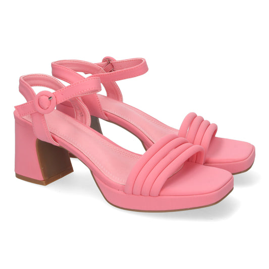 Cyrena Scarlet Twist – Sandalias Rojas de Tacón con Diseño Trenzado y Hebilla Ajustable