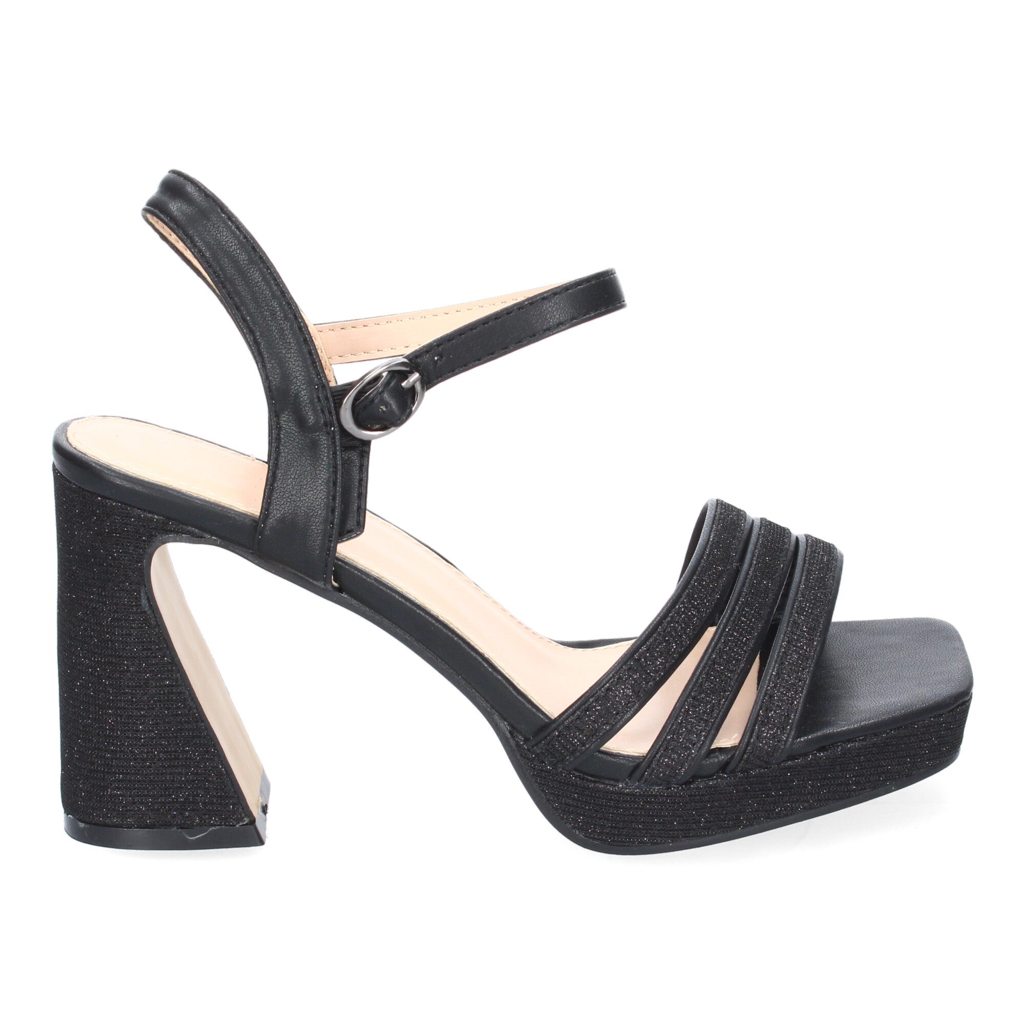 Sandalias de Tacón para Mujer con Tiras Elegantes, Puntera Abierta y Cierre de Hebilla