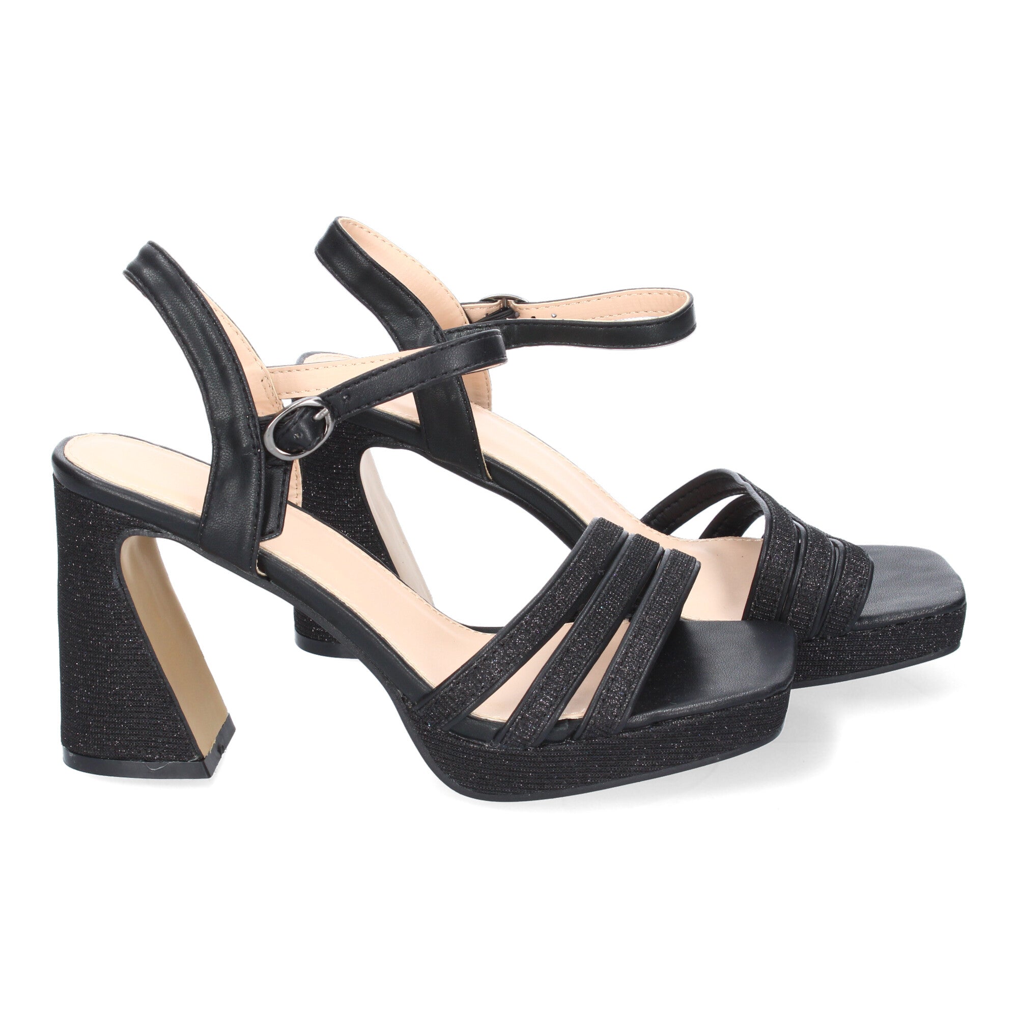 Sandalias de Tacón para Mujer con Tiras Elegantes, Puntera Abierta y Cierre de Hebilla