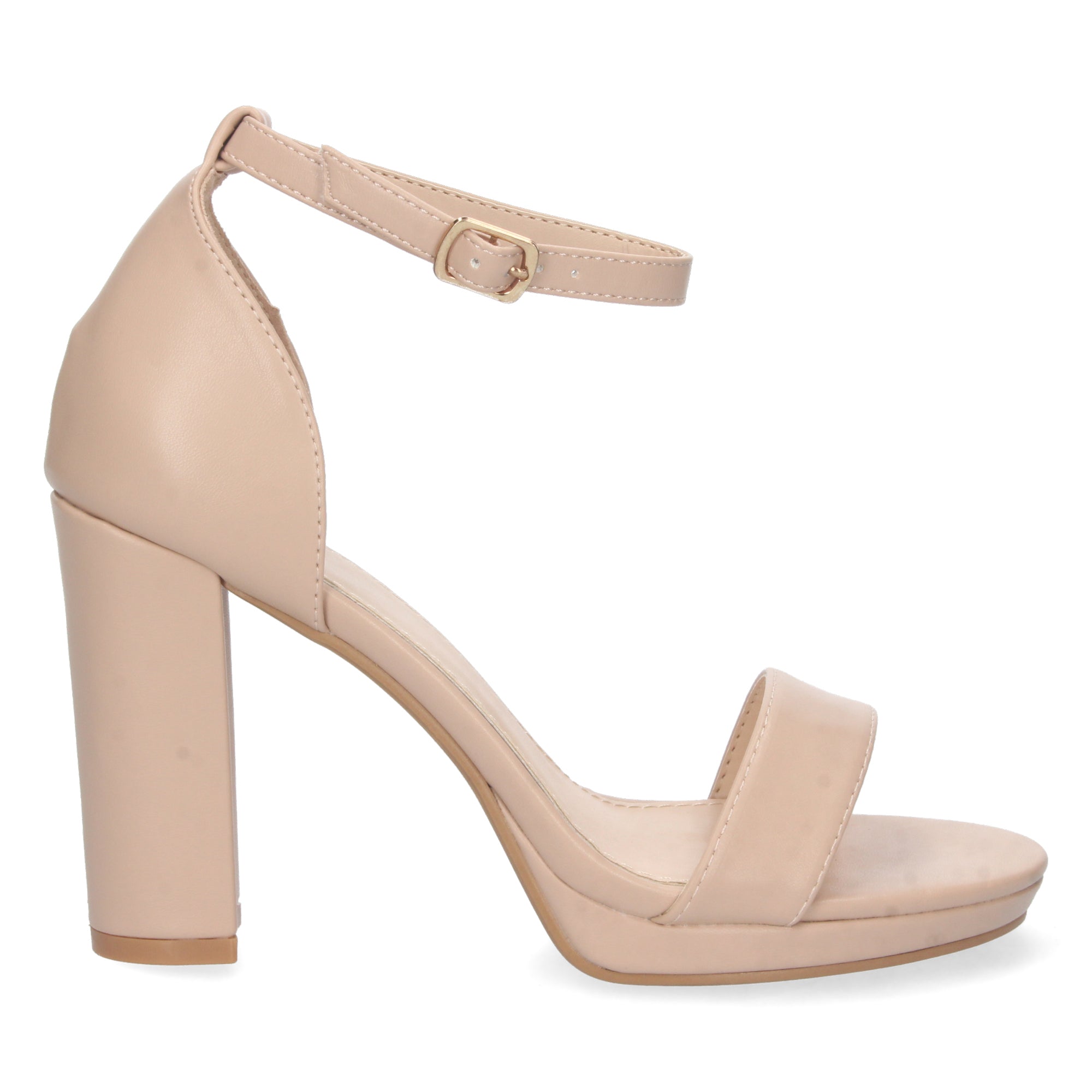 Sandalia Beige Ankle Strap  de Tacon para Mujer