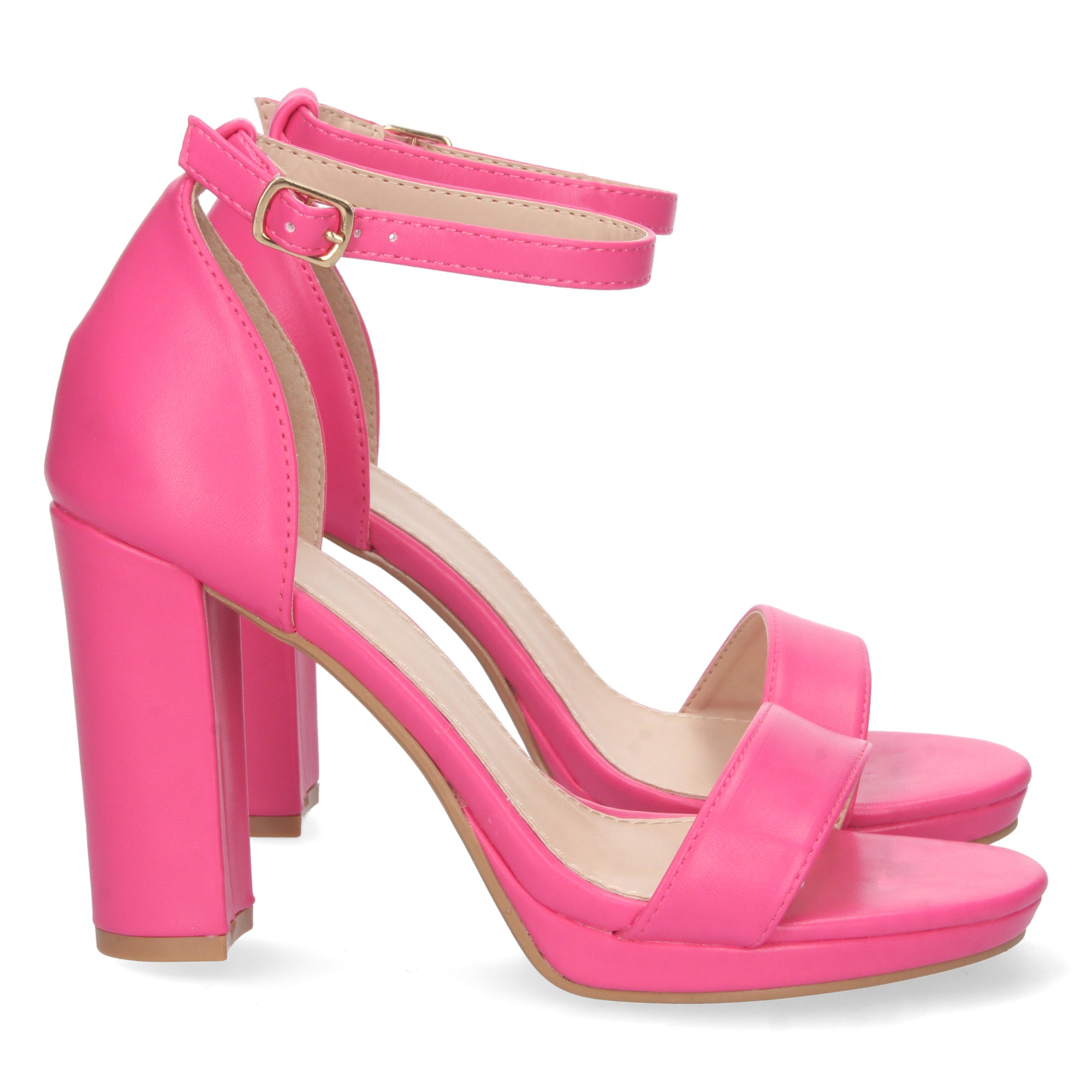 Sandalia Fucsia Ankle Strap  de Tacon para Mujer