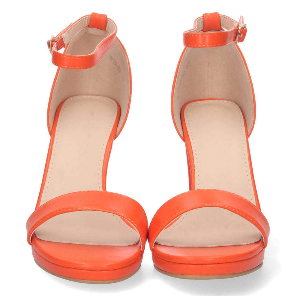 Sandalia Naranja Ankle Strap  de Tacon para Mujer