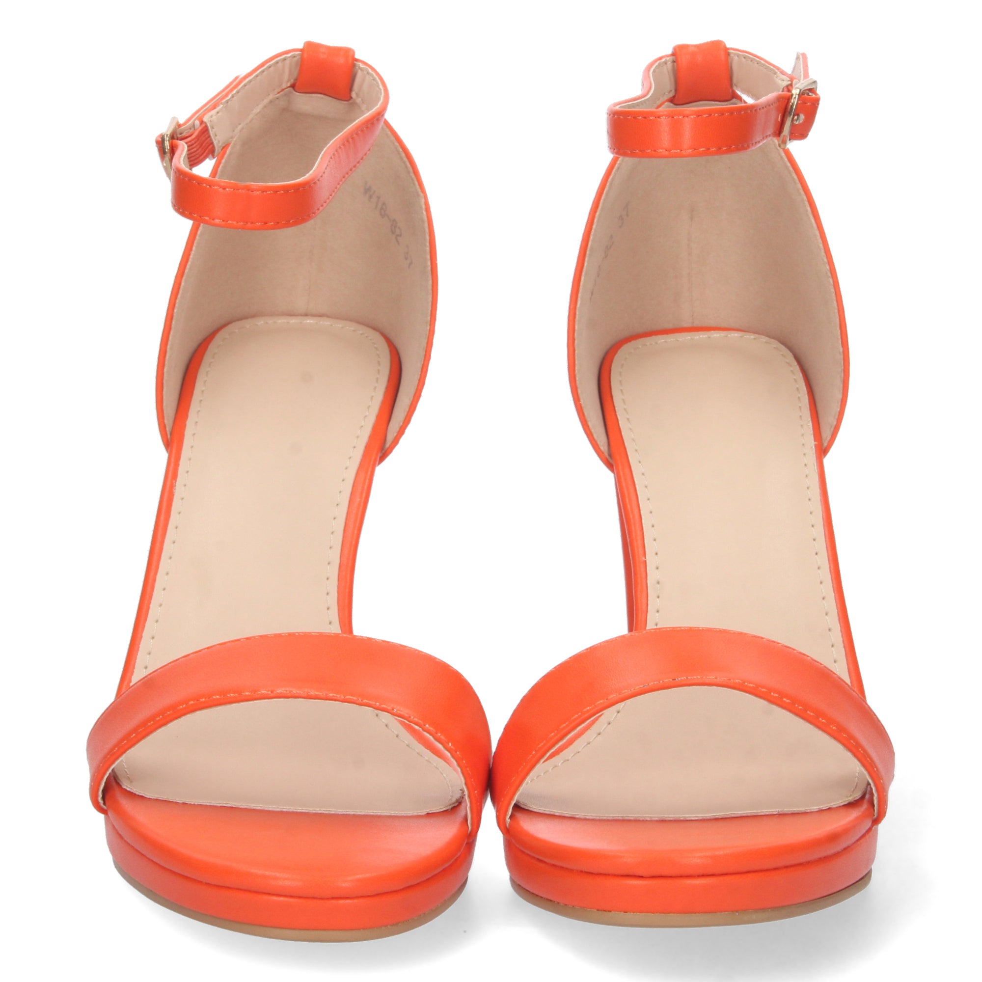 Sandalia Naranja Ankle Strap  de Tacon para Mujer