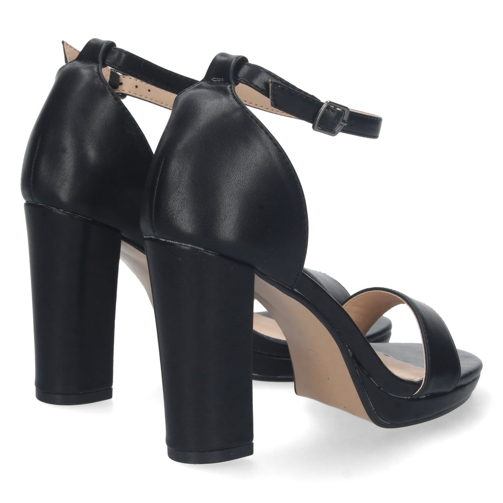 Sandalia Negra Ankle Strap  de Tacon para Mujer
