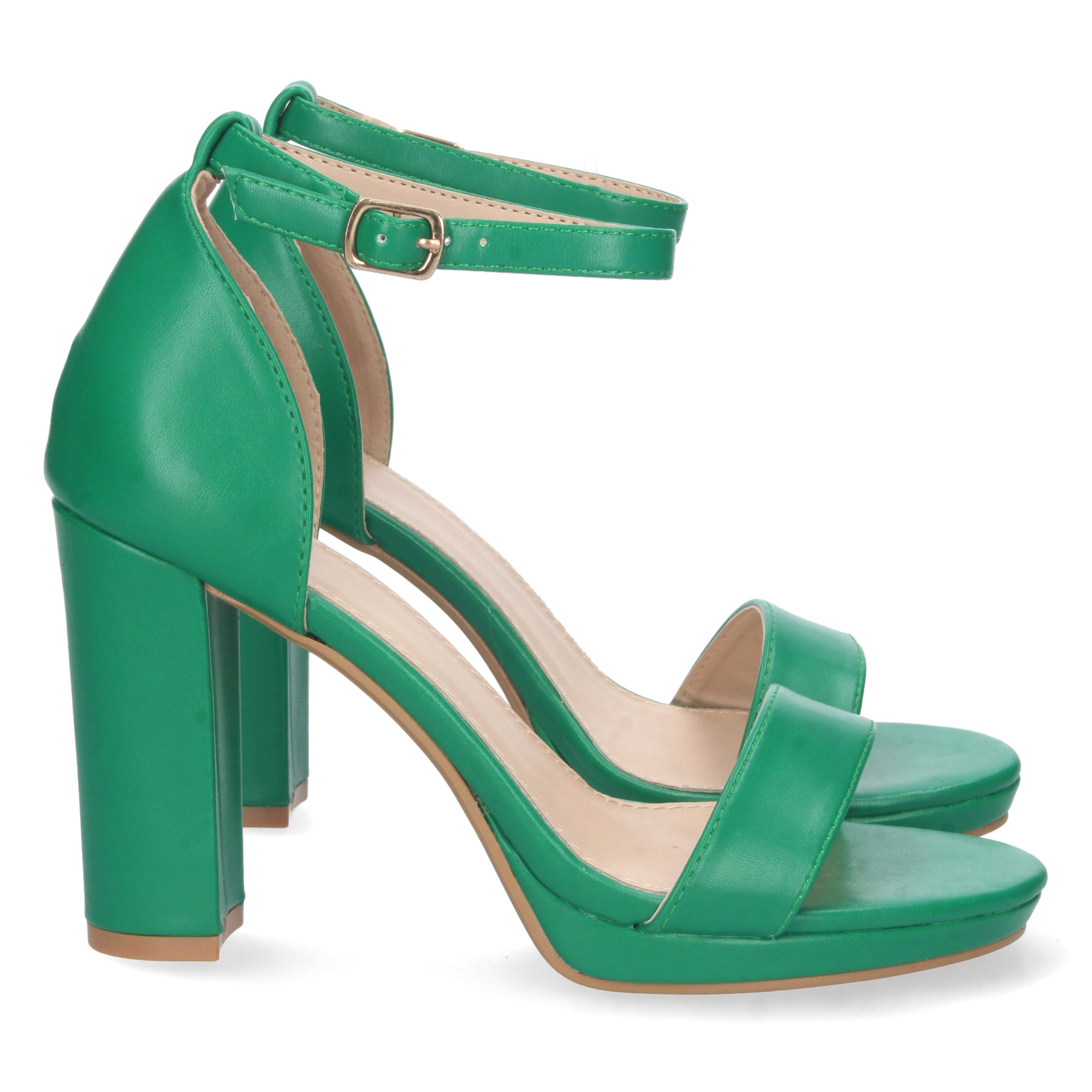 Sandalia Verde Ankle Strap  de Tacon para Mujer