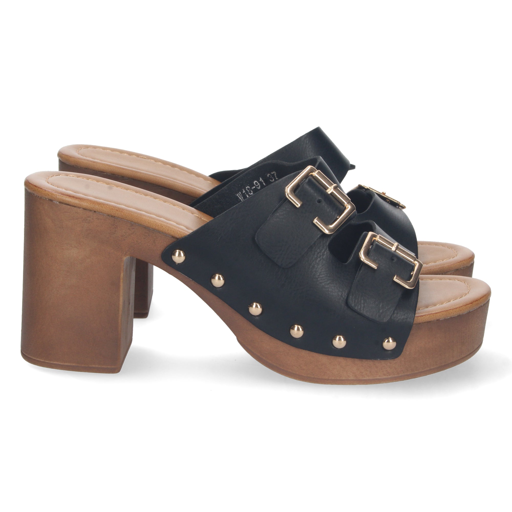 Sandalia Negra de Tacon  y Plataforma Para Mujer
