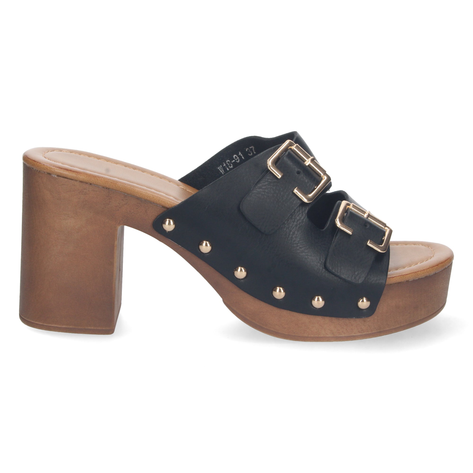 Sandalia Negra de Tacon  y Plataforma Para Mujer