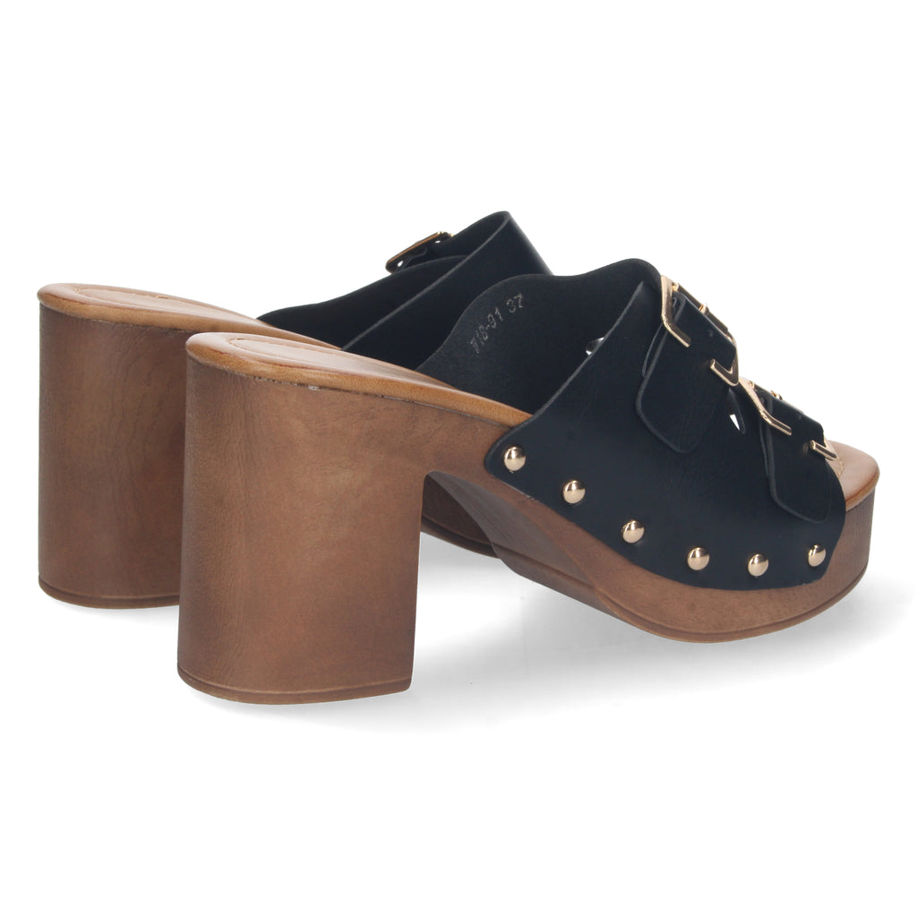Sandalia Negra de Tacon  y Plataforma Para Mujer