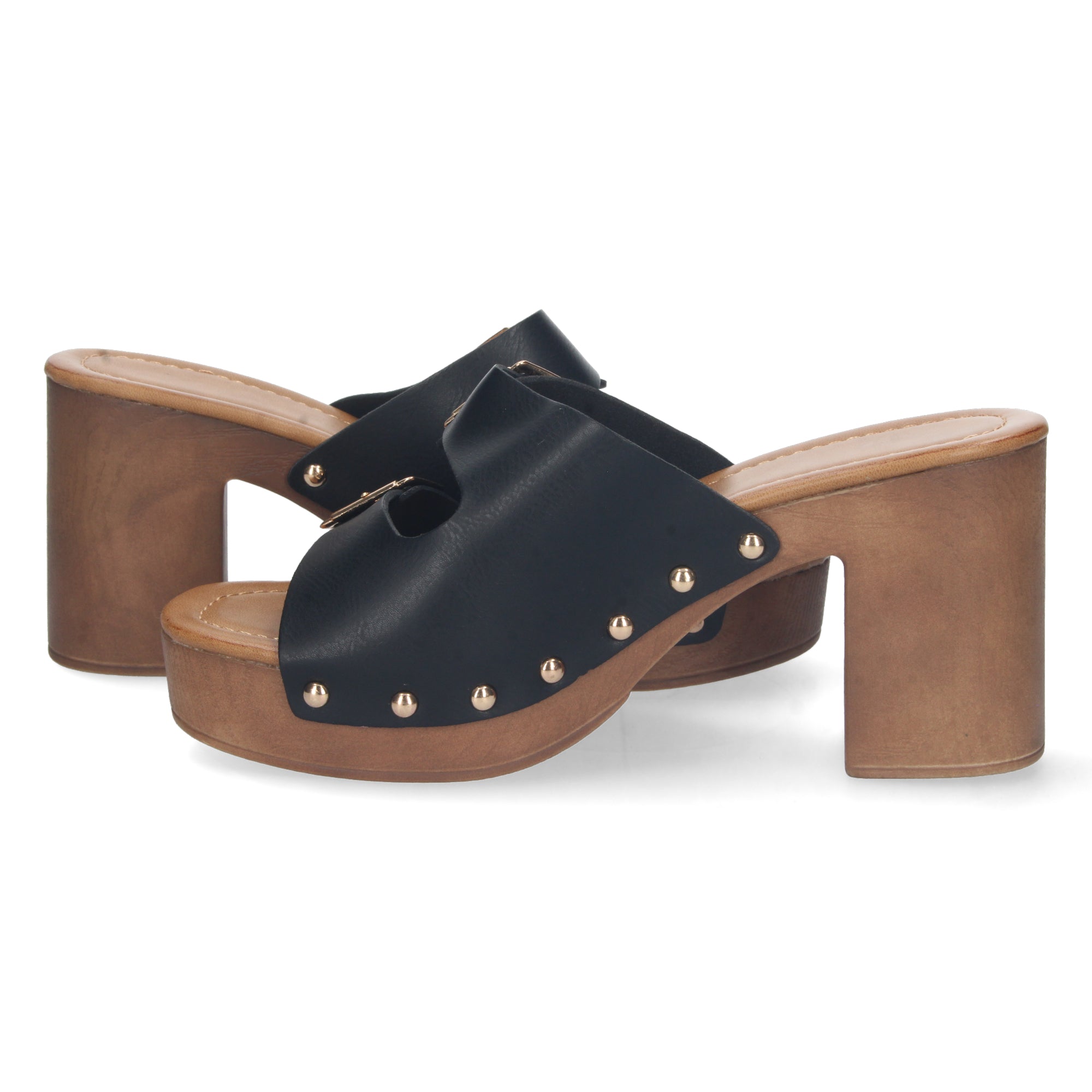 Sandalia Negra de Tacon  y Plataforma Para Mujer