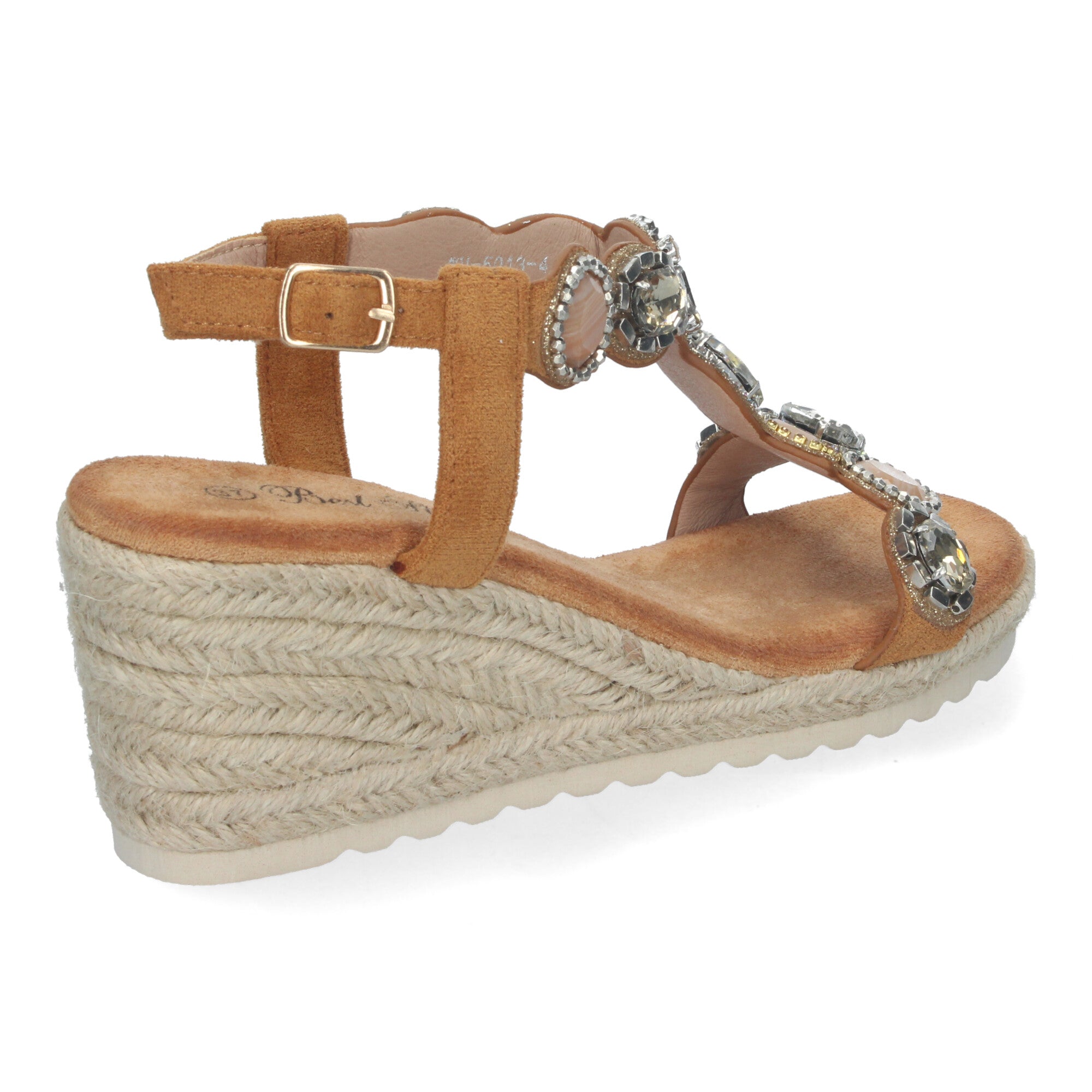Sandalias de Cuña de Yute para Mujer, Elegantes y Cómodas con Pedrería y Hebilla Ajustable