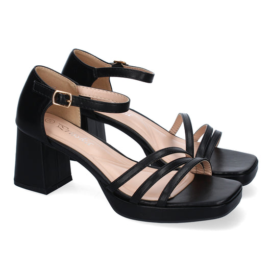 Cyrena Noir Chic – Sandalias Negras de Tacón para Mujer | Elegantes y Cómodas