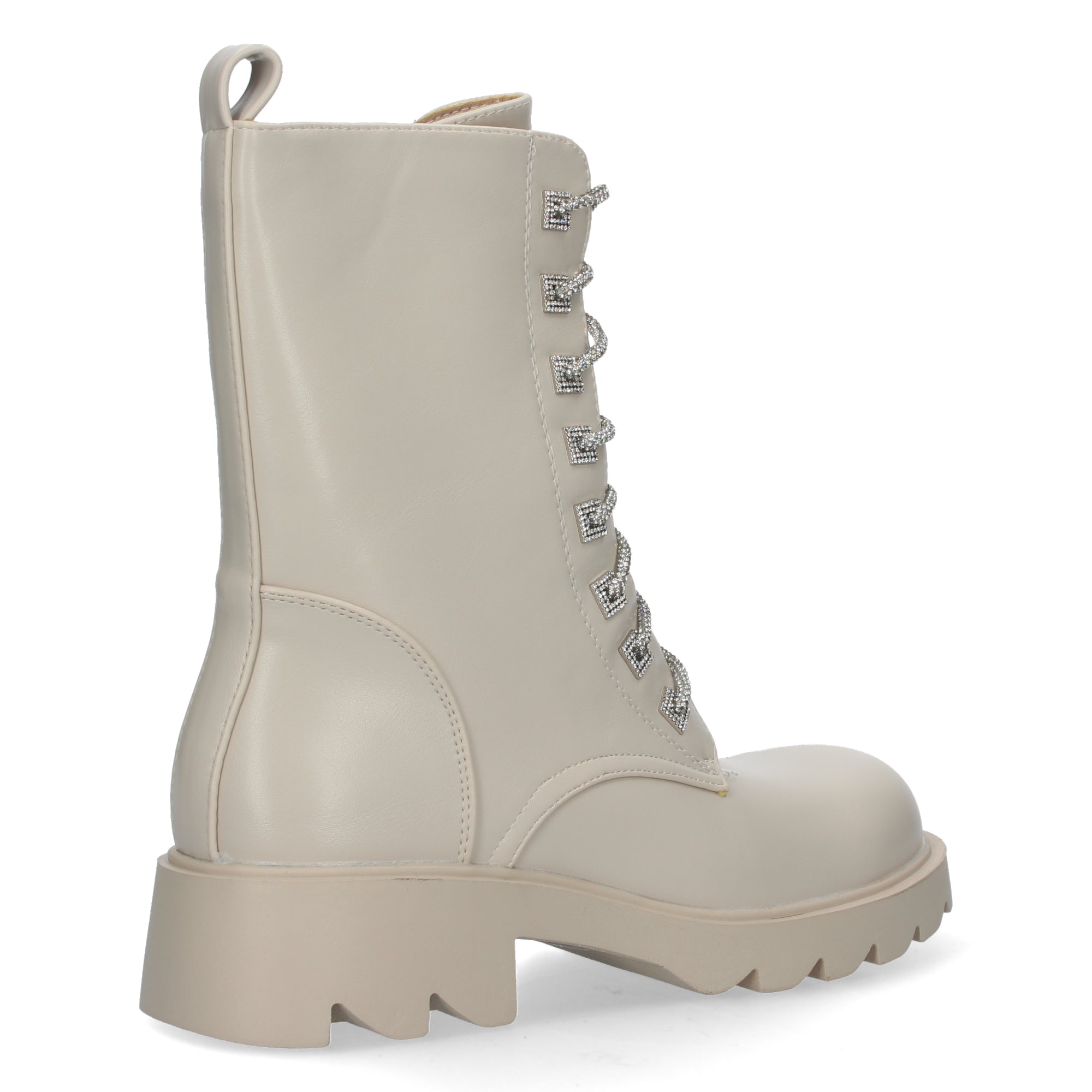 Botin biege acordonado con strass
