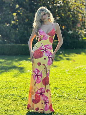 Cyrena | Vestido Amarillo Floral para Mujer – Elegancia, Frescura y Estilo Veraniego