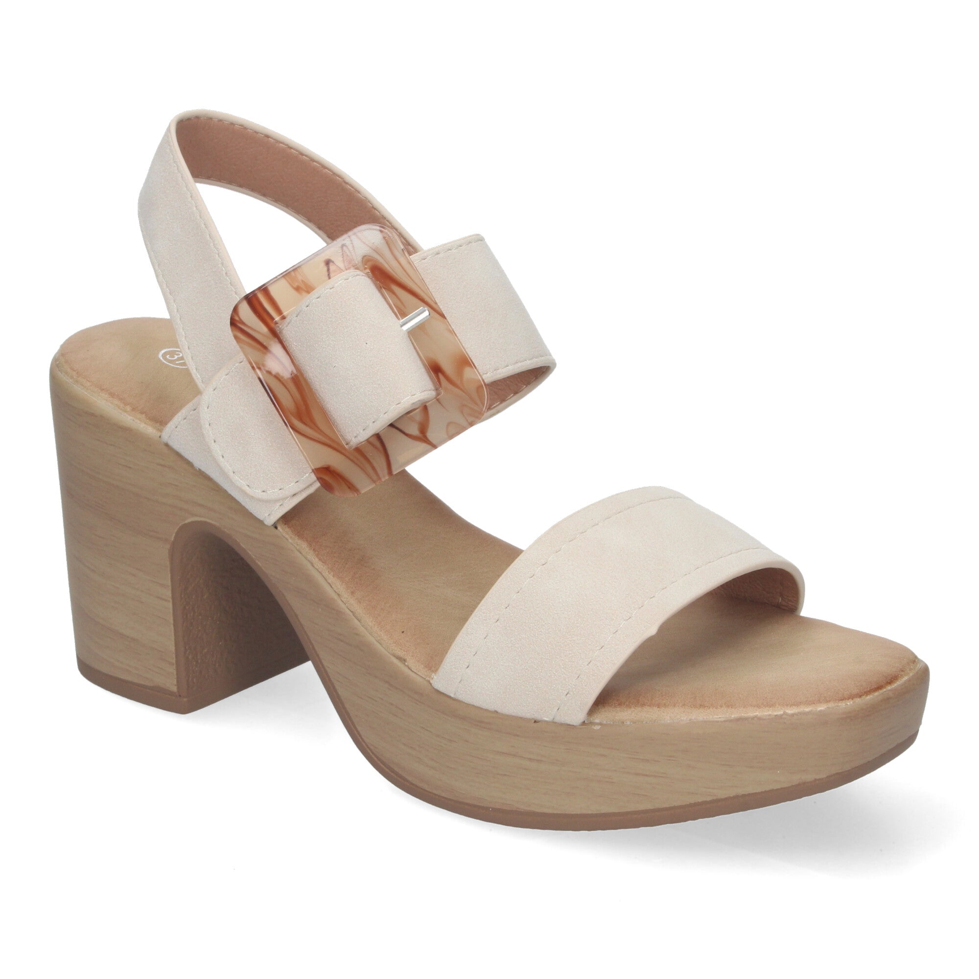Sandalias de Verano para Mujer con Tacón de Madera, Hebilla Decorativa y Puntera Abierta