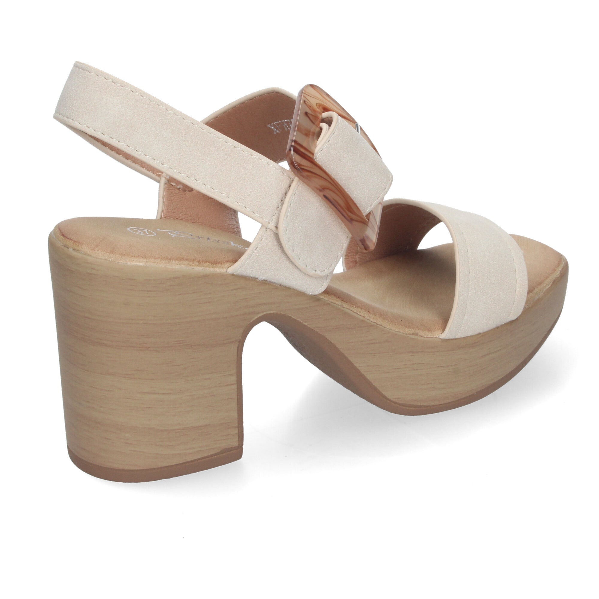Sandalias de Verano para Mujer con Tacón de Madera, Hebilla Decorativa y Puntera Abierta