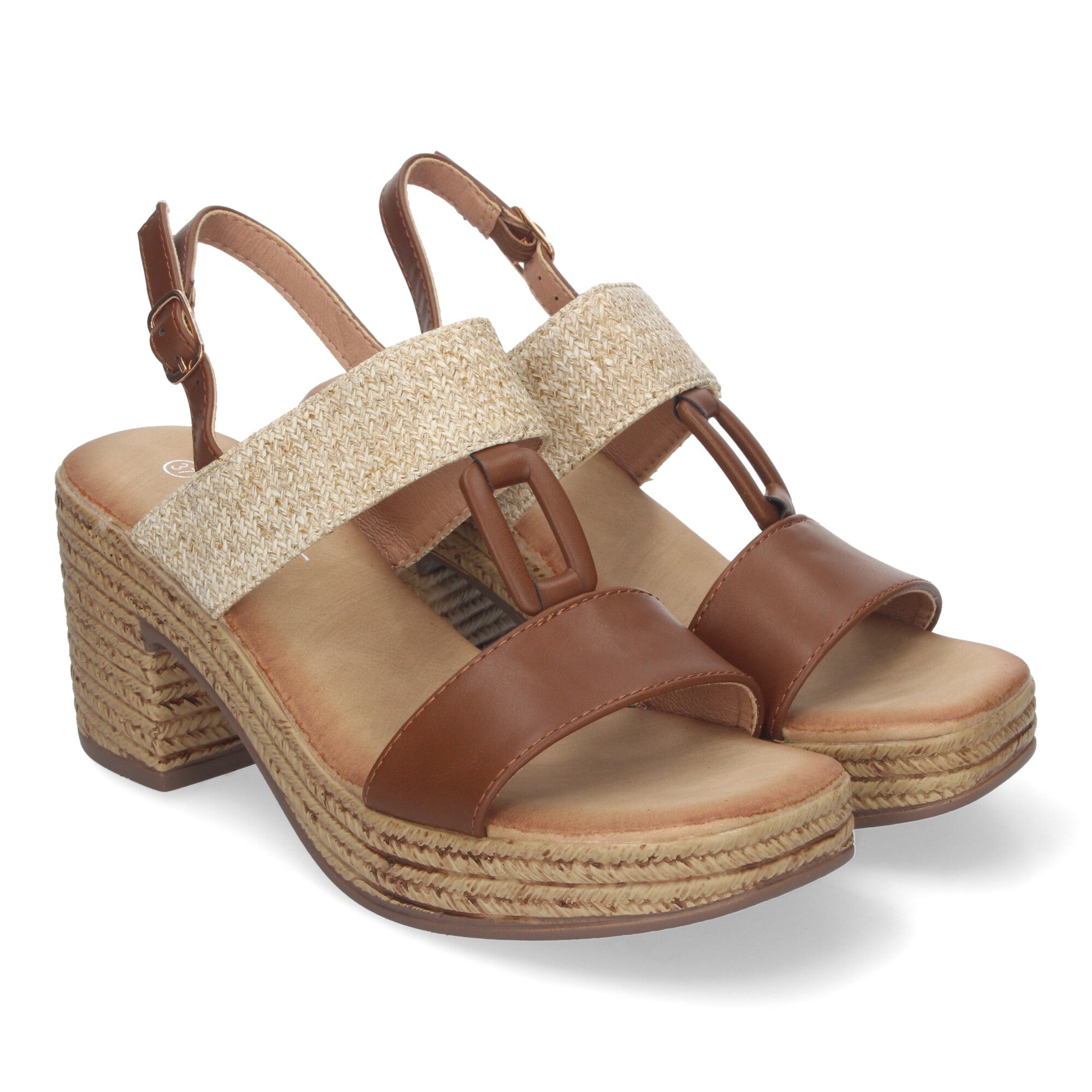 Sandalia de Verano para Mujer con Tacón Estilizado, Detalles Elegantes y Hebilla Ajustable