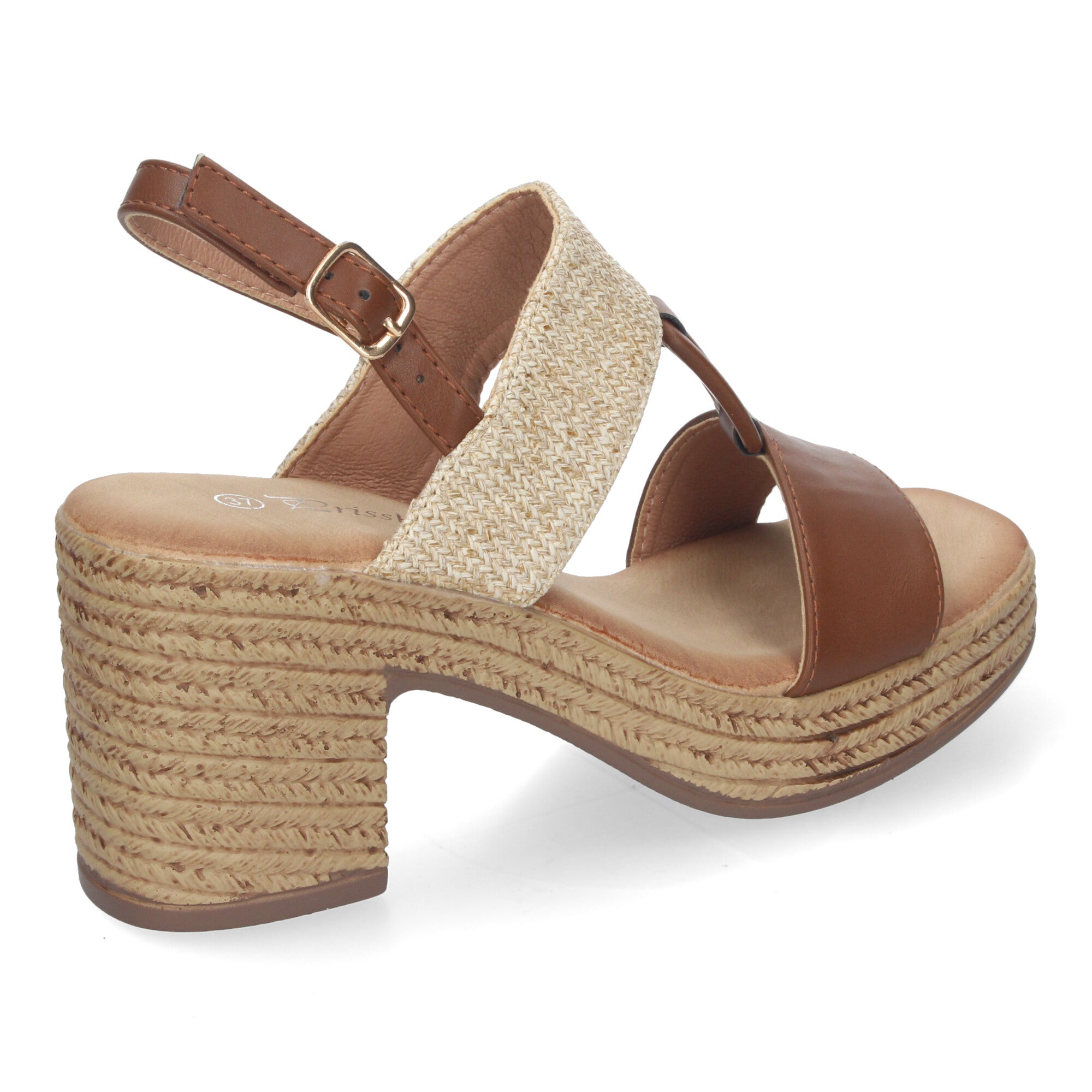 Sandalia de Verano para Mujer con Tacón Estilizado, Detalles Elegantes y Hebilla Ajustable