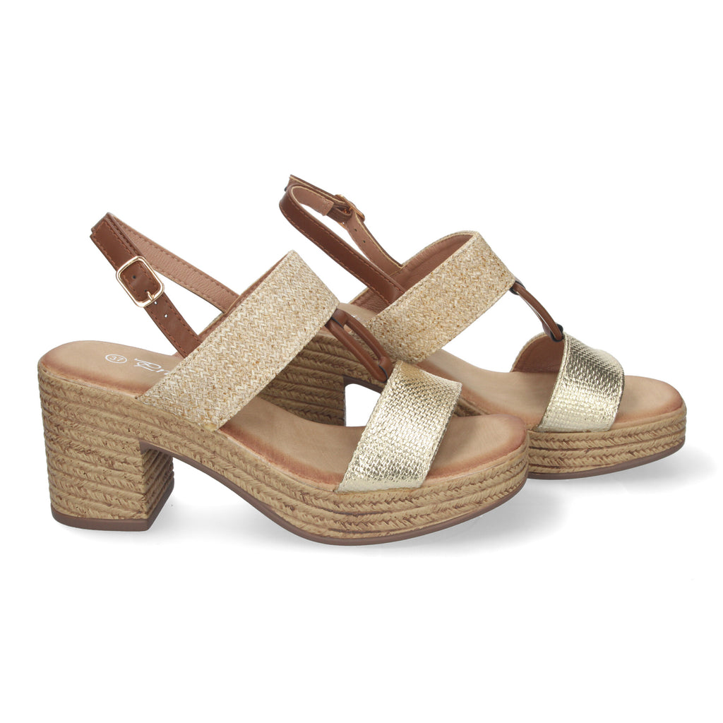 Sandalia de Verano para Mujer con Tacón Estilizado, Detalles Elegantes y Hebilla Ajustable