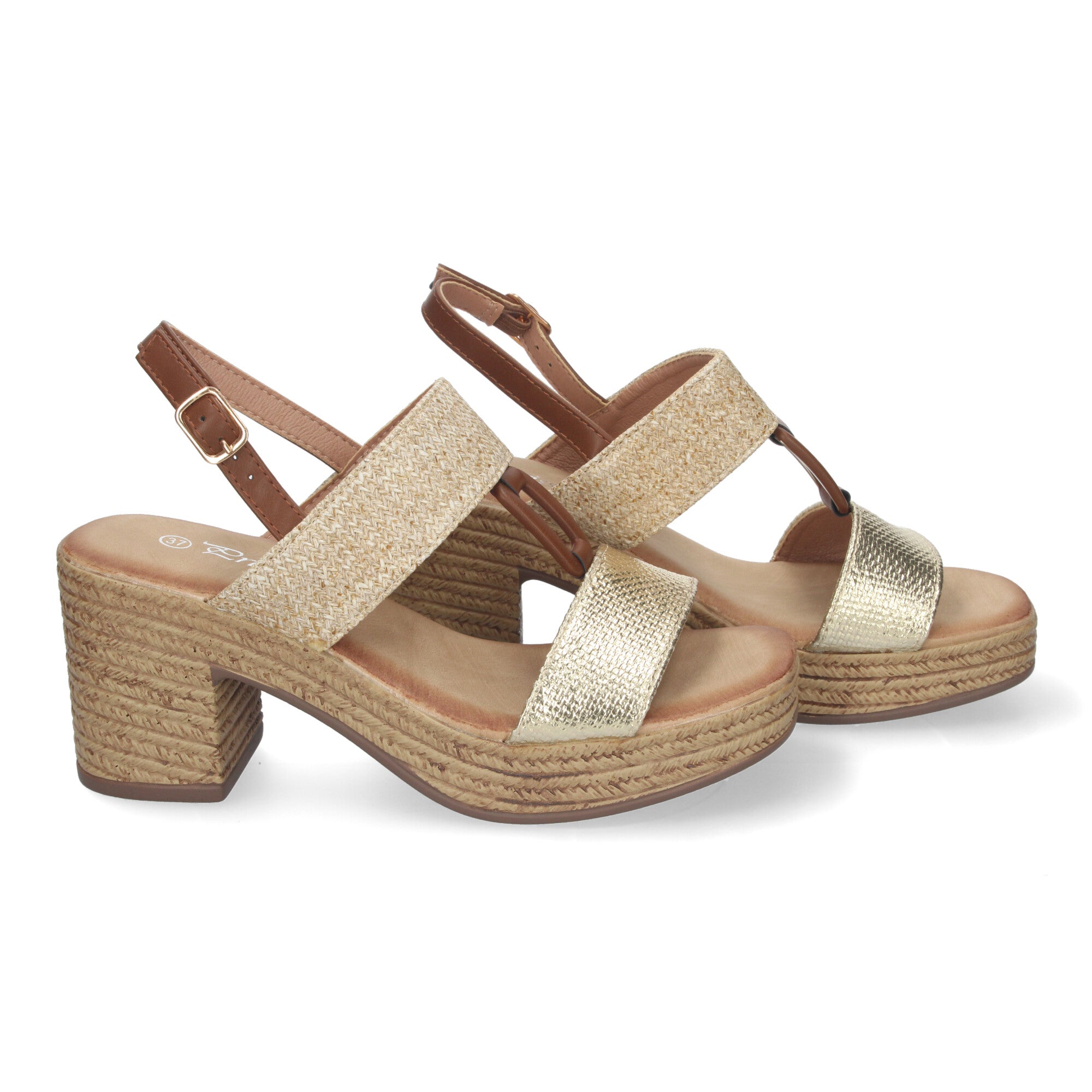 Sandalia de Verano para Mujer con Tacón Estilizado, Detalles Elegantes y Hebilla Ajustable
