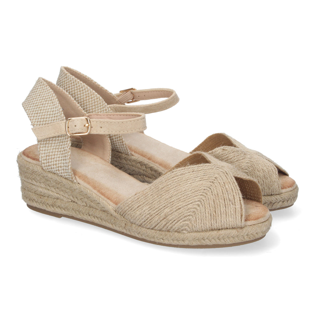 Sandalias de Cuña para Mujer Elegantes con Puntera Abierta y Hebilla