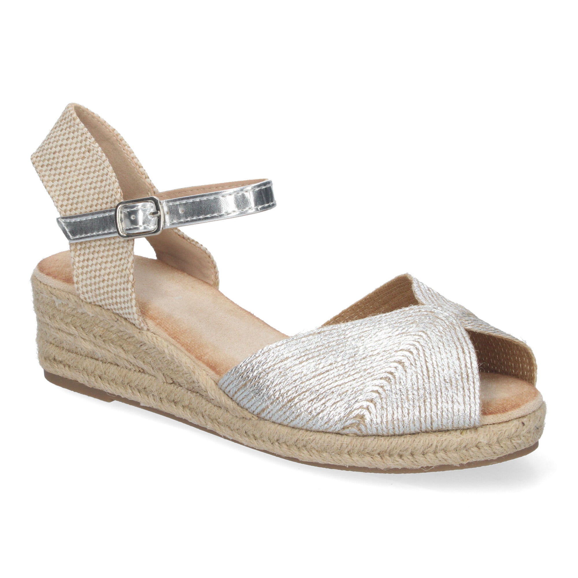 Sandalias de Cuña para Mujer Elegantes con Puntera Abierta y Cierre de Hebilla