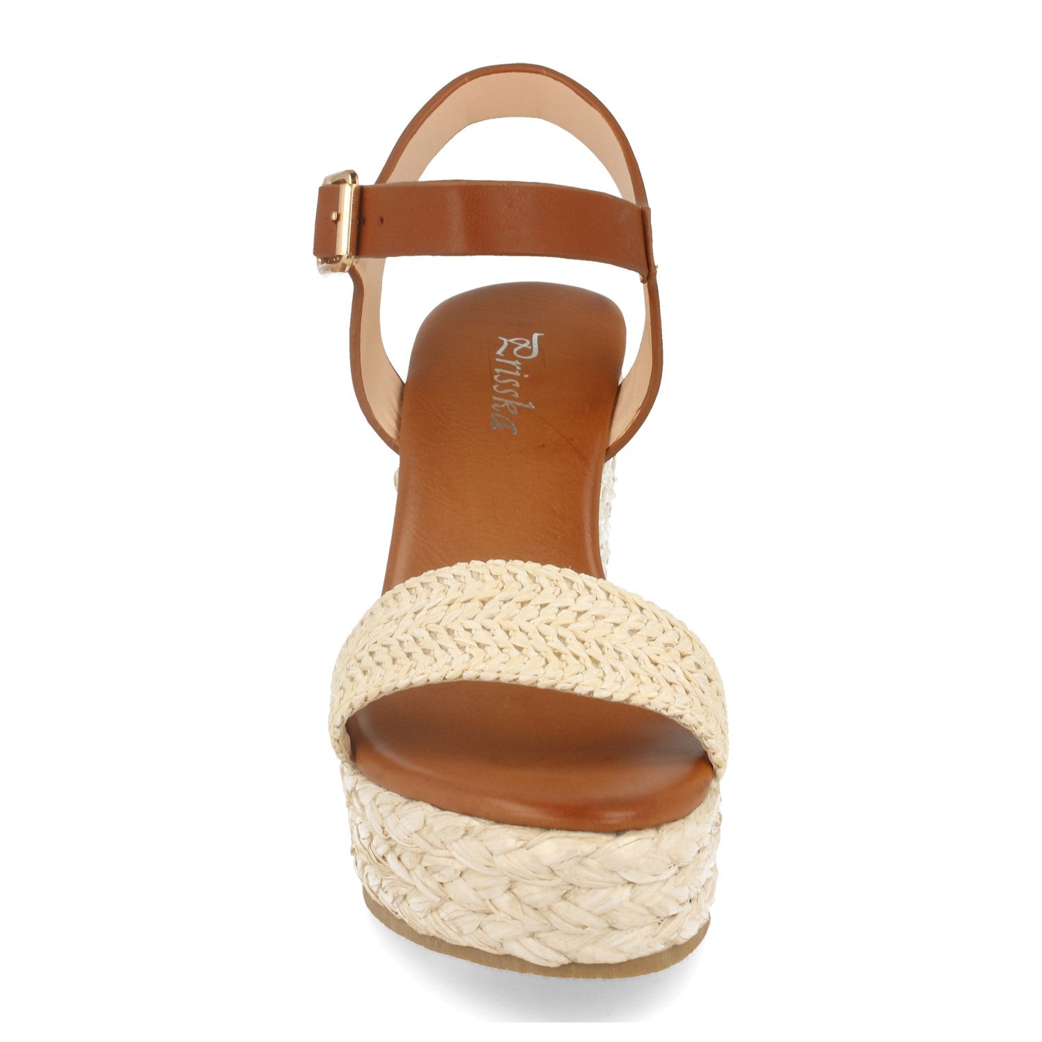 Sandalia de Cuña con Rafia Estilo Ankle Strap, Pala Fina, Piso de Crepelina y Hebilla