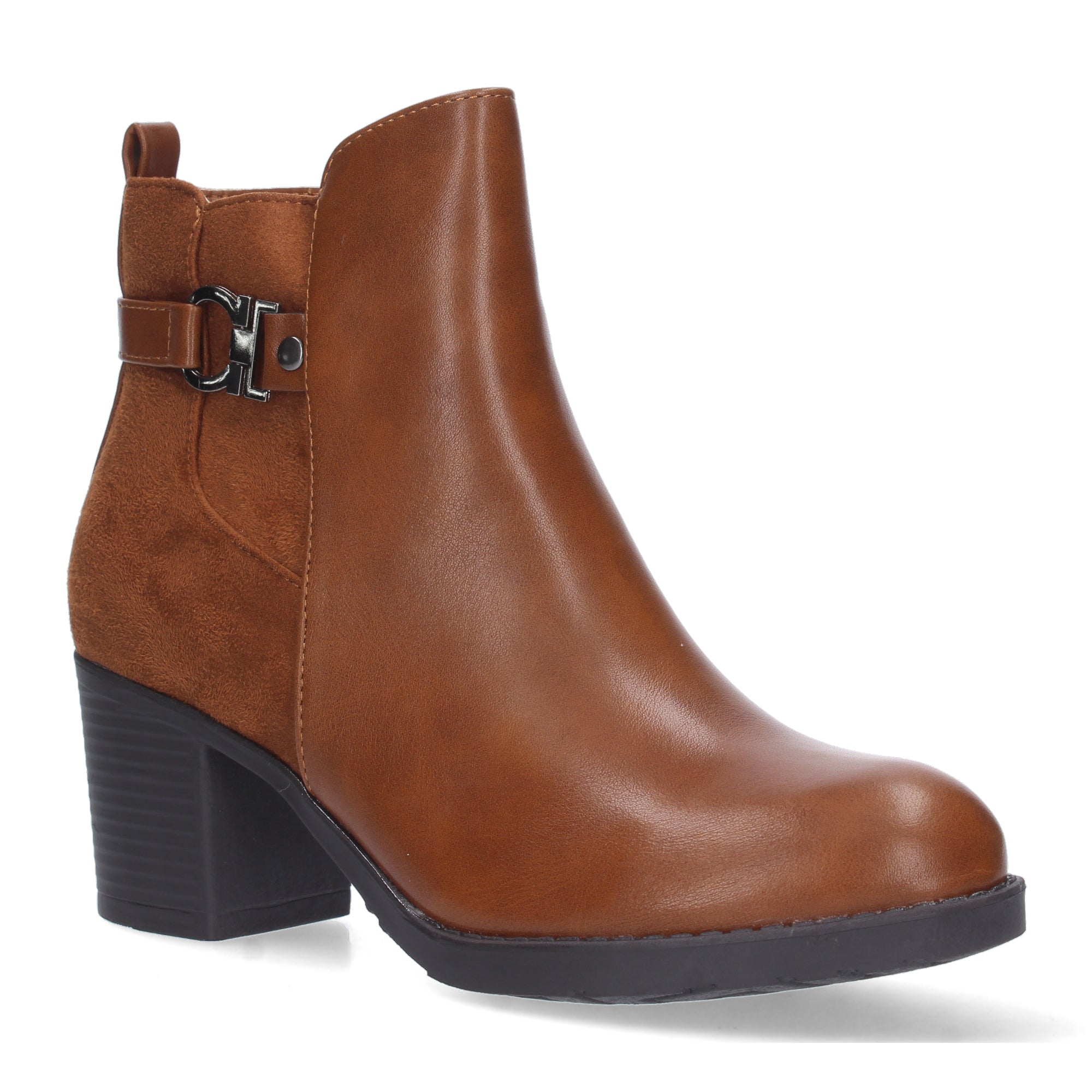 Botin camel con detalle hebilla