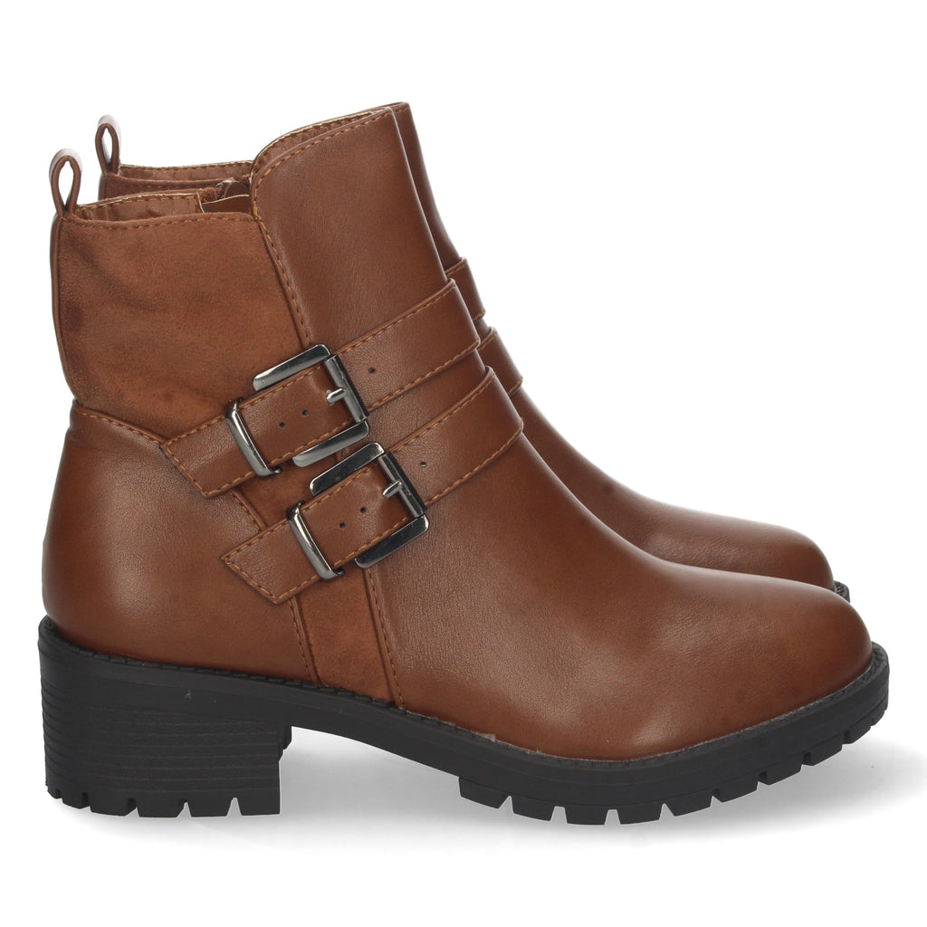 Botin camel con detalle hebilla