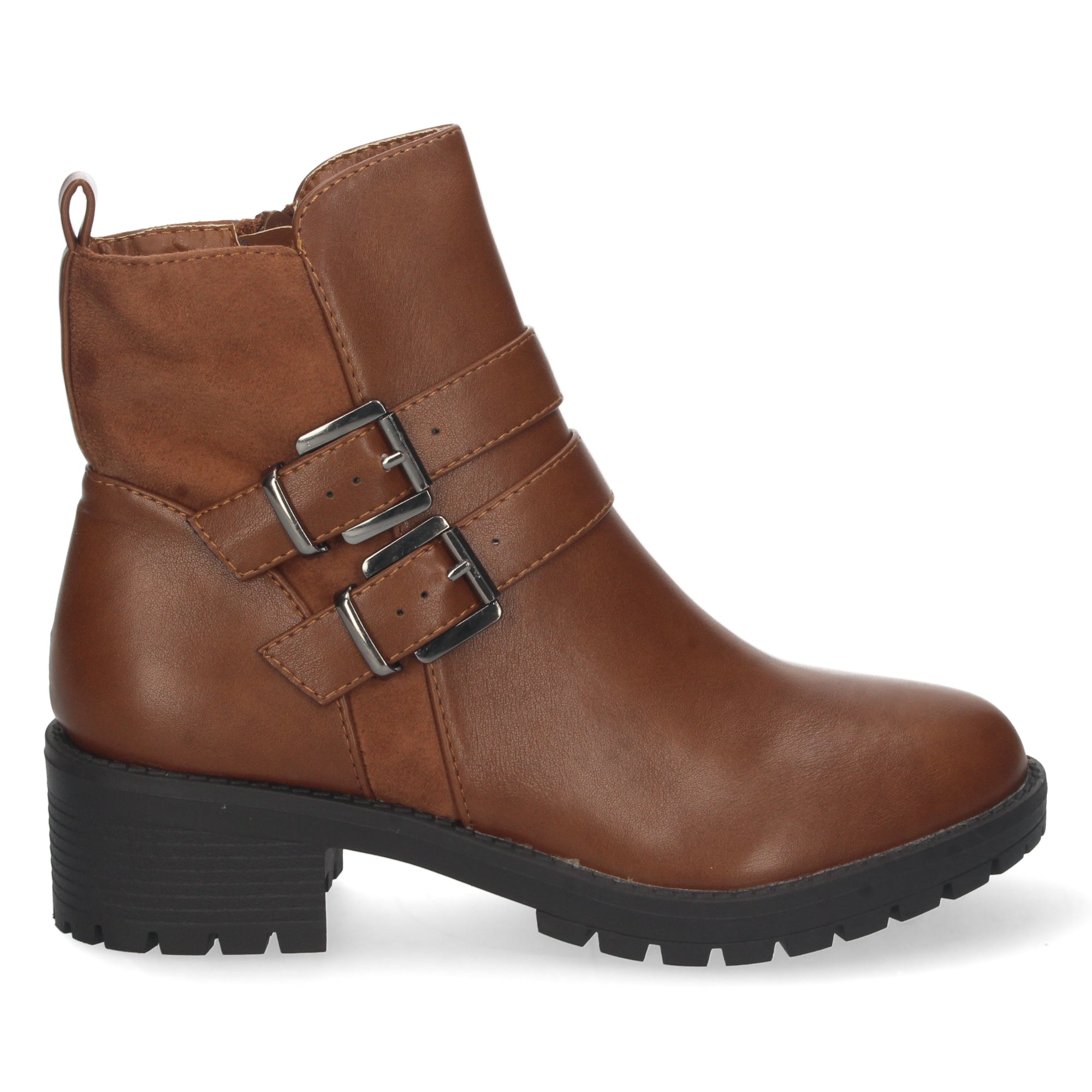Botin camel con detalle hebilla