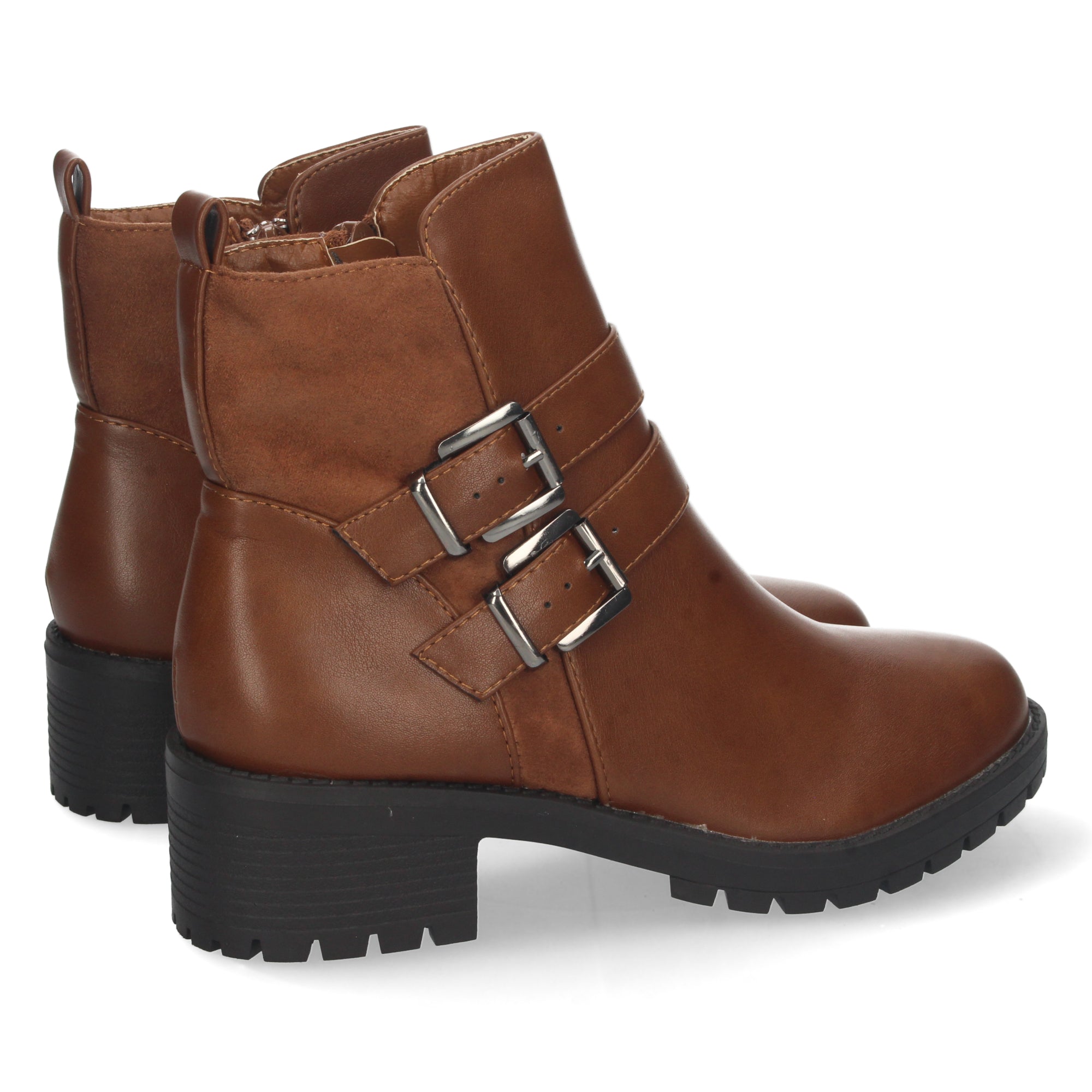 Botin camel con detalle hebilla