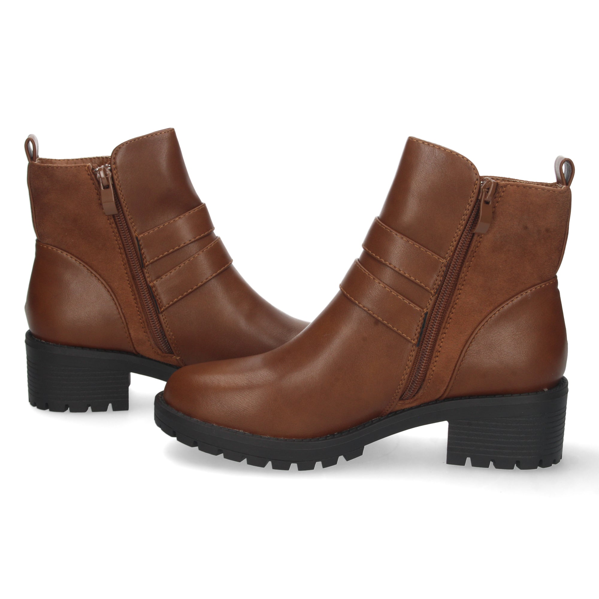 Botin camel con detalle hebilla