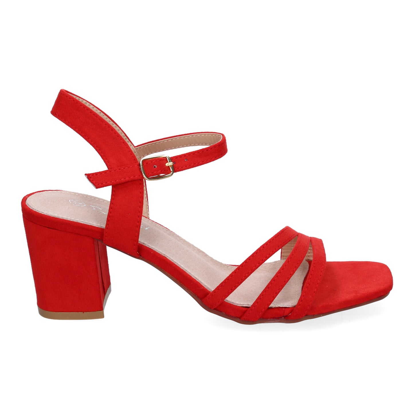 Cyrena Red Elegance – Sandalia Roja de Tacón para Invitadas de Fiesta con Cierre de Hebilla