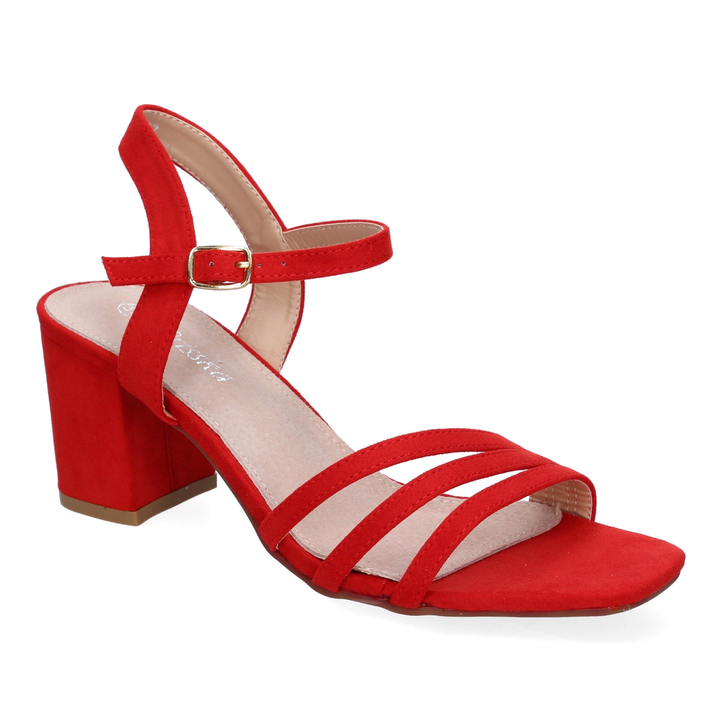 Cyrena Red Elegance – Sandalia Roja de Tacón para Invitadas de Fiesta con Cierre de Hebilla