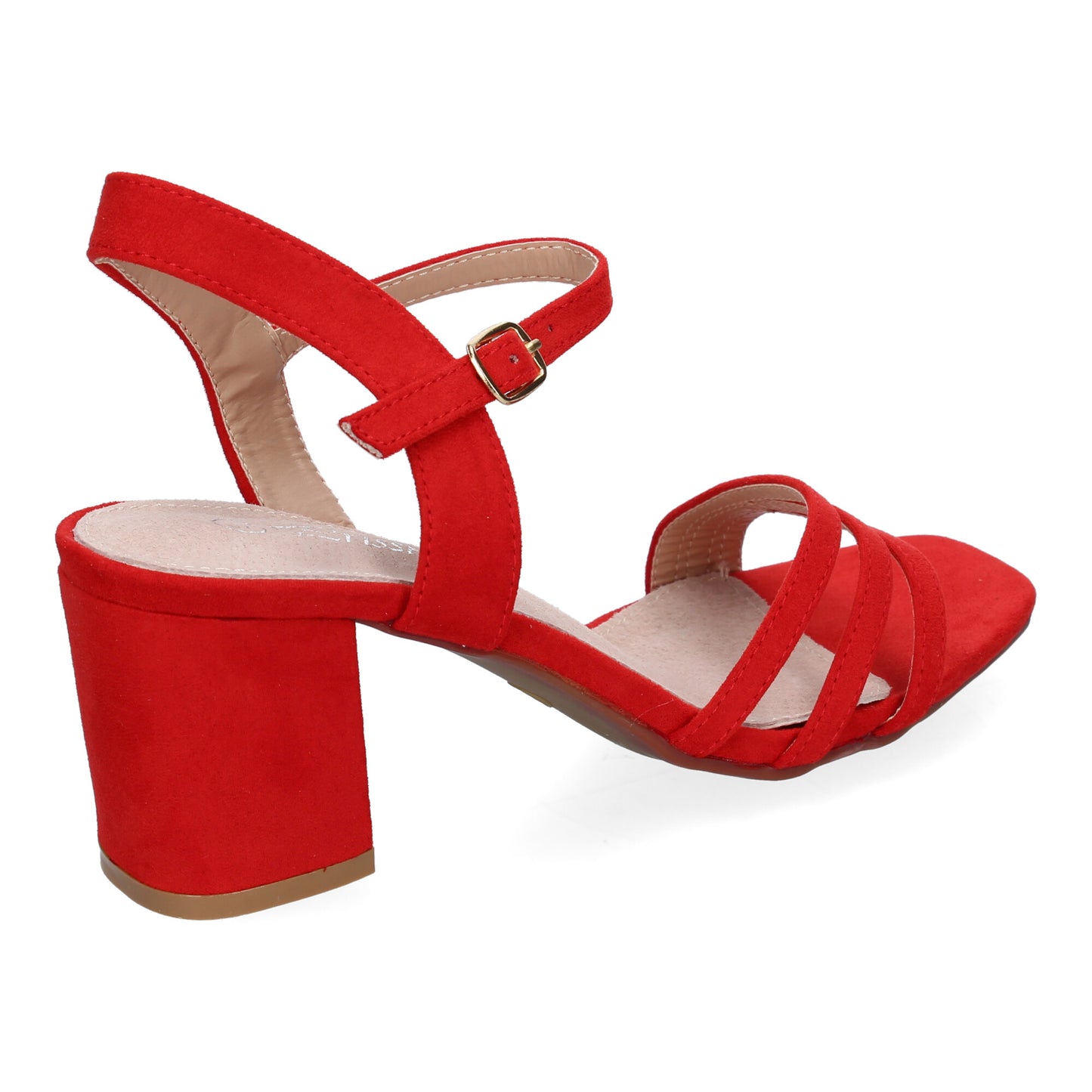 Cyrena Red Elegance – Sandalia Roja de Tacón para Invitadas de Fiesta con Cierre de Hebilla