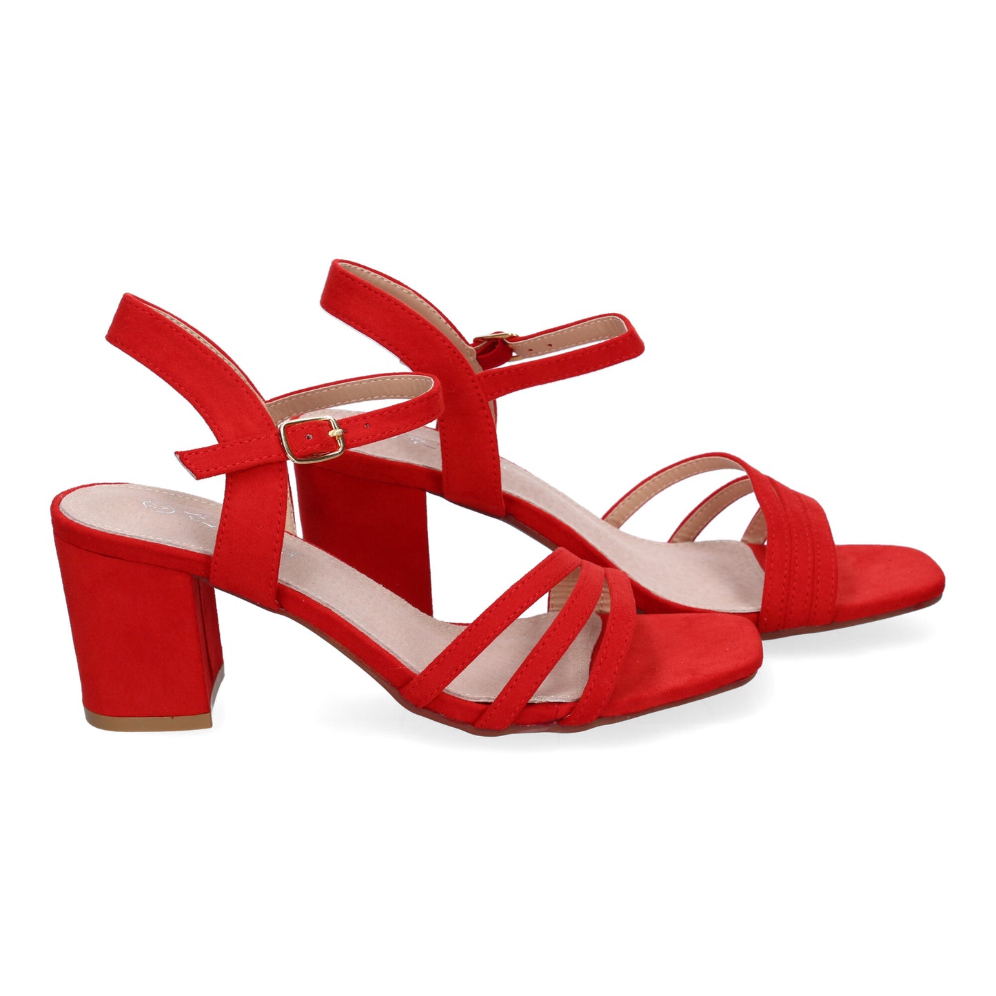Cyrena Red Elegance – Sandalia Roja de Tacón para Invitadas de Fiesta con Cierre de Hebilla