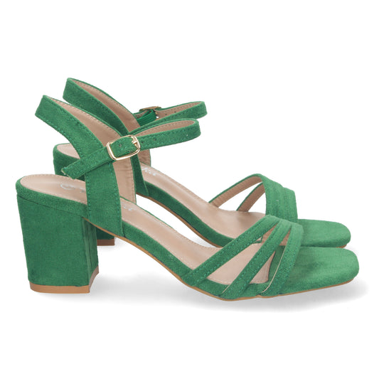 Cyrena Esmeralda Elegance – Sandalia Verde de Tacón con Cierre de Hebilla