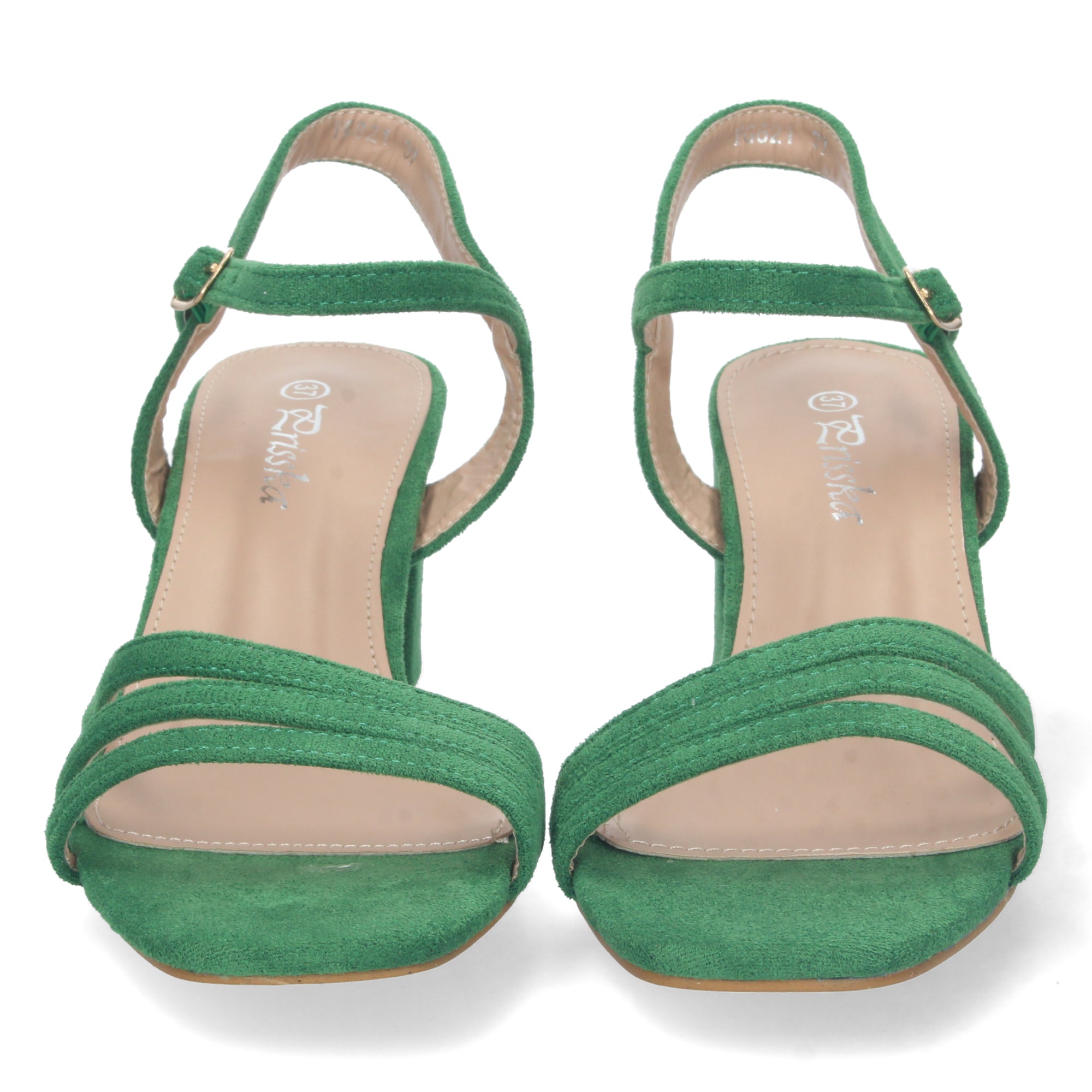 Sandalia Verde de Tacon Bajo   Para Mujer