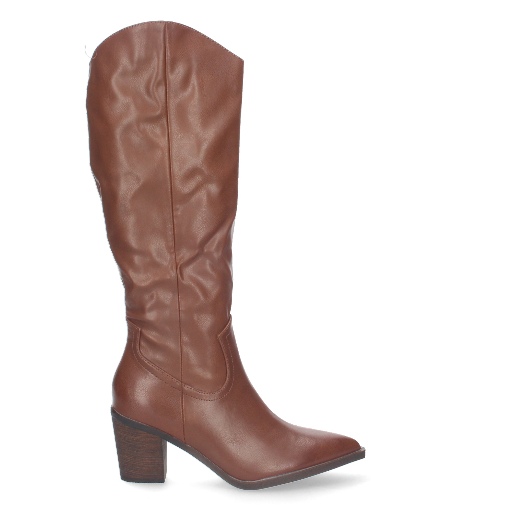 Bota Campera Lisa de Mujer con Caña Arrugada y Punta Fina