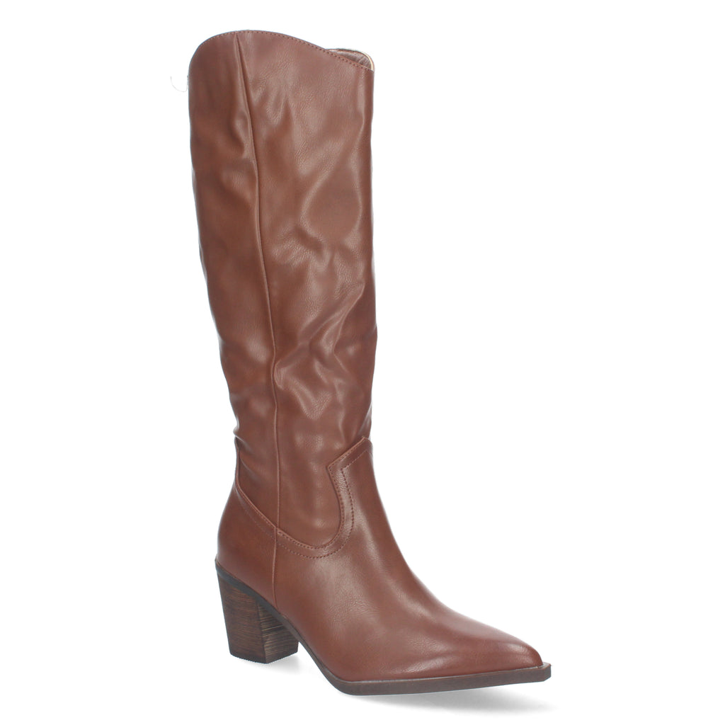 Bota Campera Lisa de Mujer con Caña Arrugada y Punta Fina